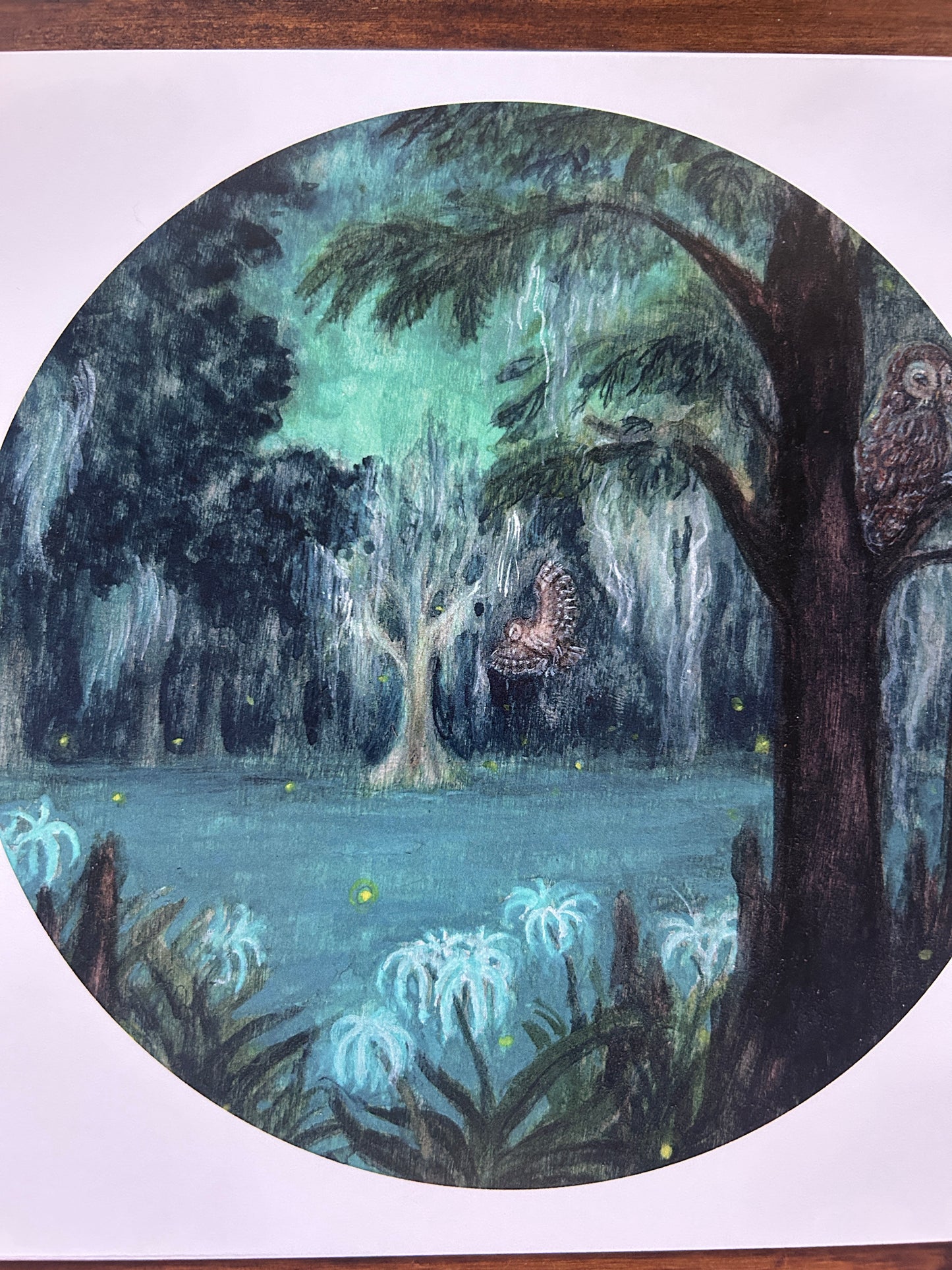 Night Ghosts of the Swamp- Art print of watercolor swamp scene