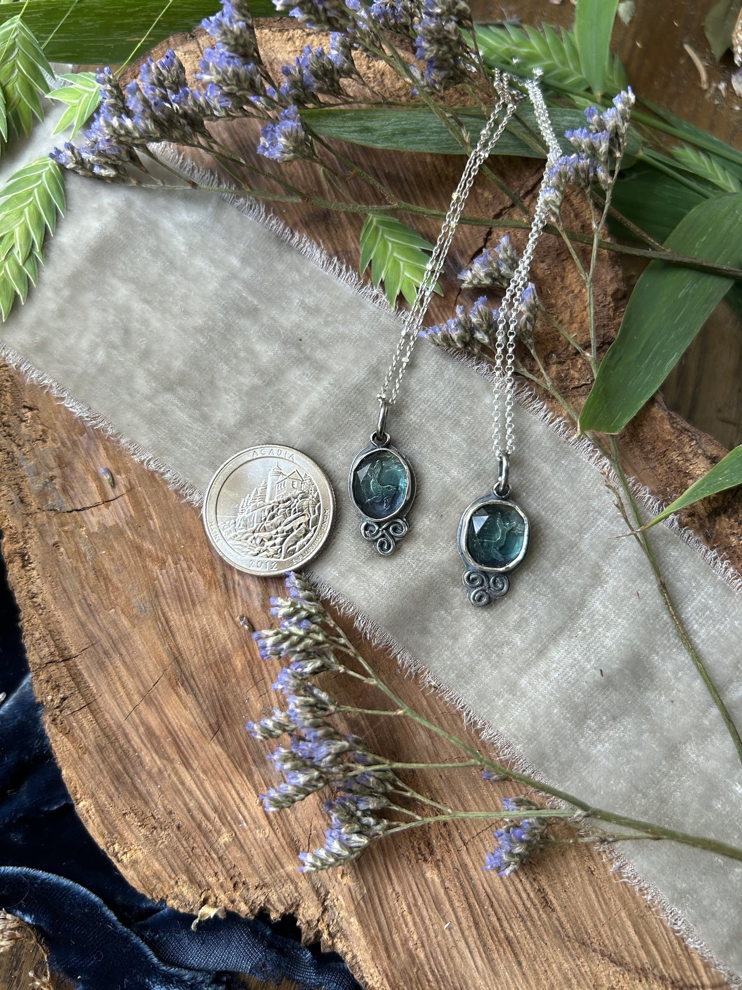 Fluorite Selkie Seal Necklace- sterling silver metalsmith made jewelry