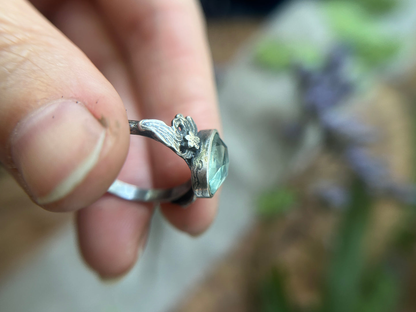 Song of the Sea Aquamarine ring- sterling silver jewelry