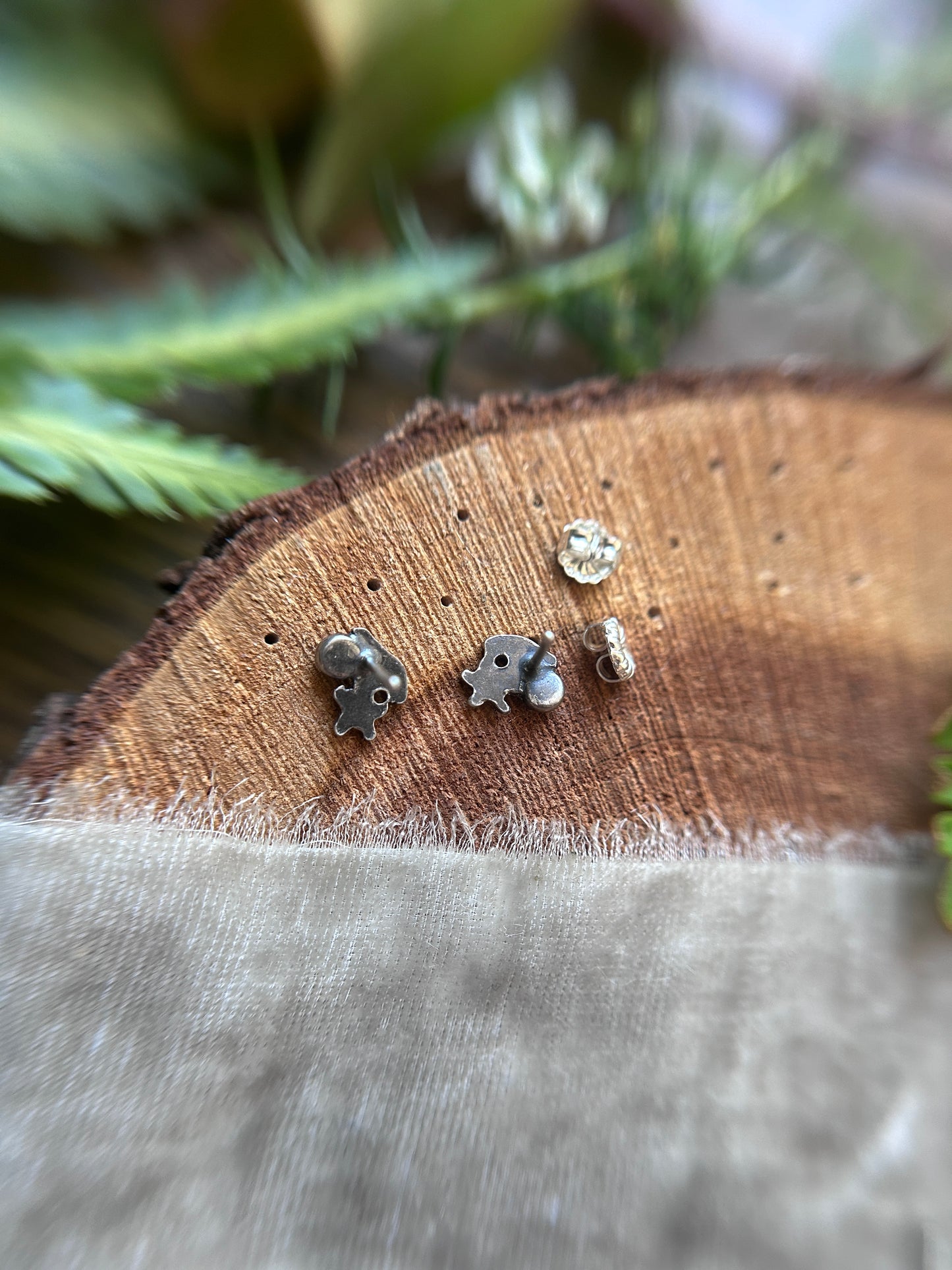 Wild violet post earrings with amethyst- Sterling silver jewelry