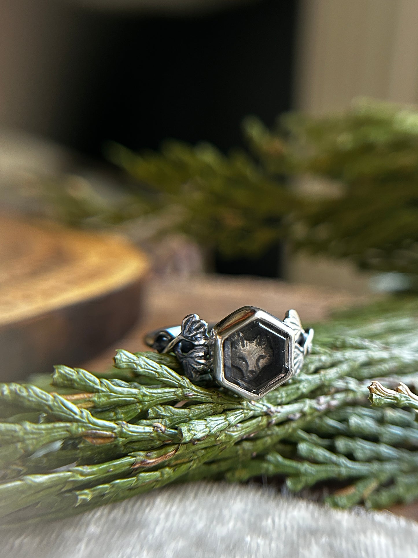 Fox in the Ivy Garden Ring- Sterling silver jewelry made to order