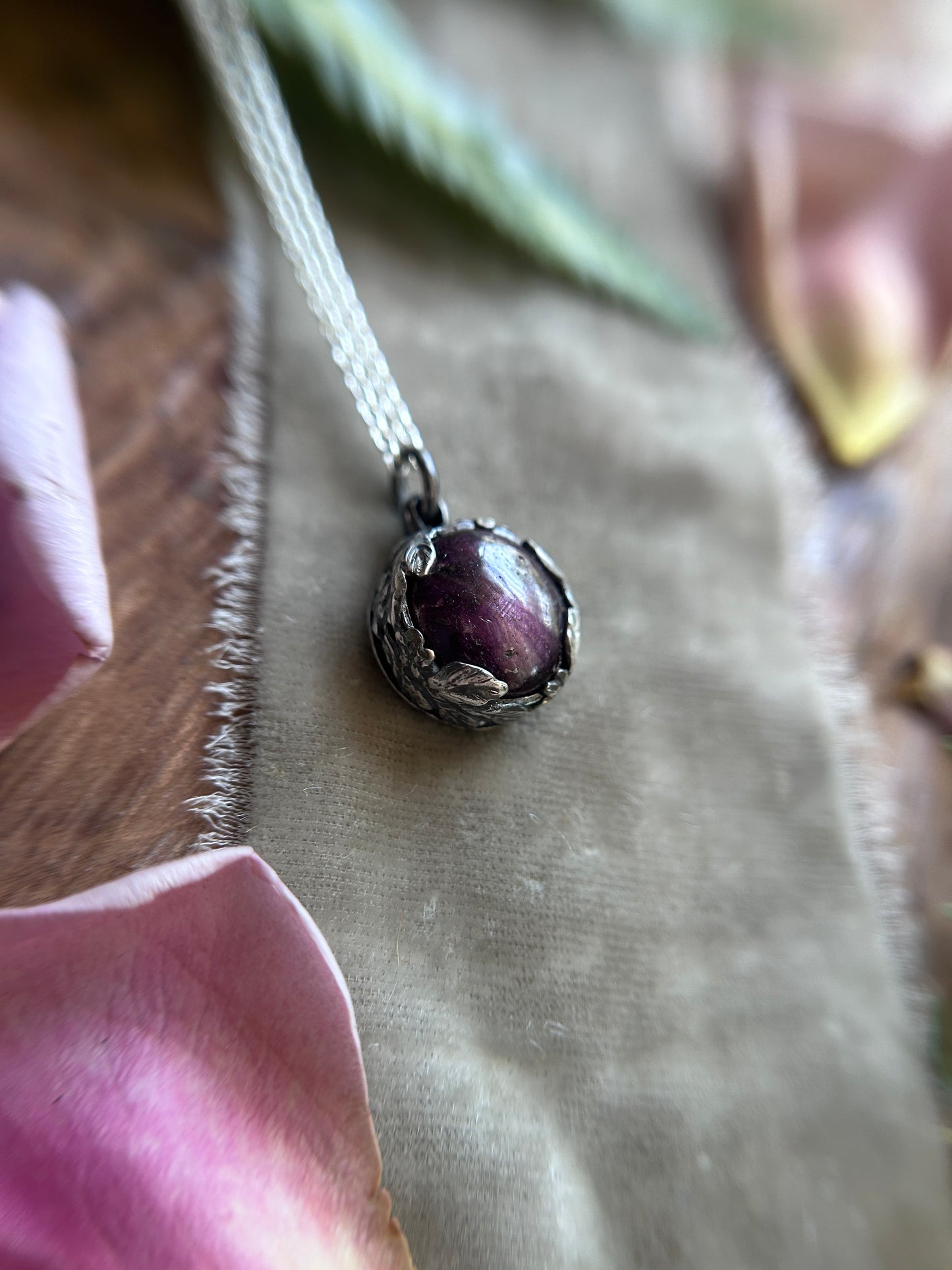 Star ruby strawberry necklace- Sterling silver jewelry