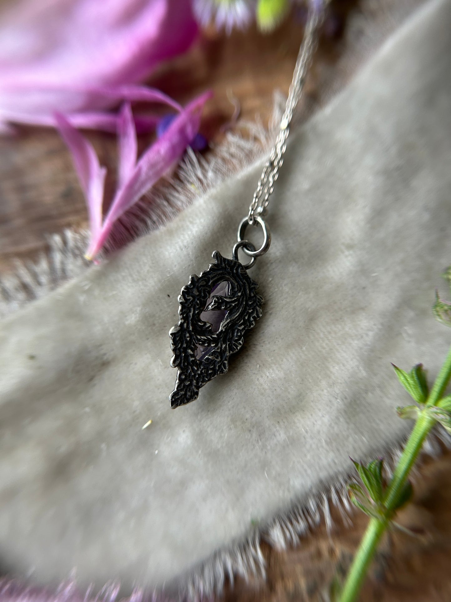 Amethyst Wisteria Necklace- sterling silver jewelry