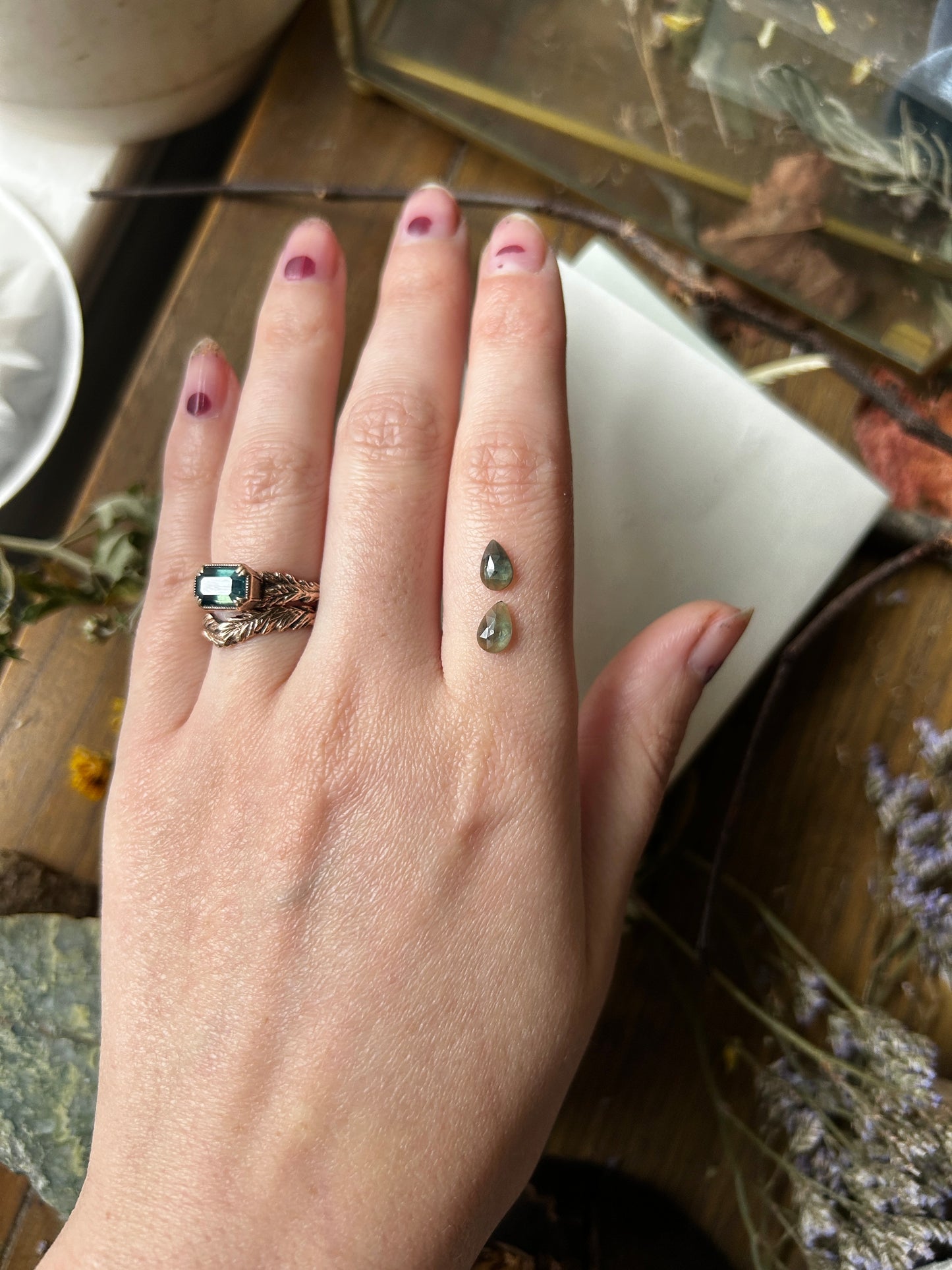 Reserved- custom green sapphire song of the sea ring