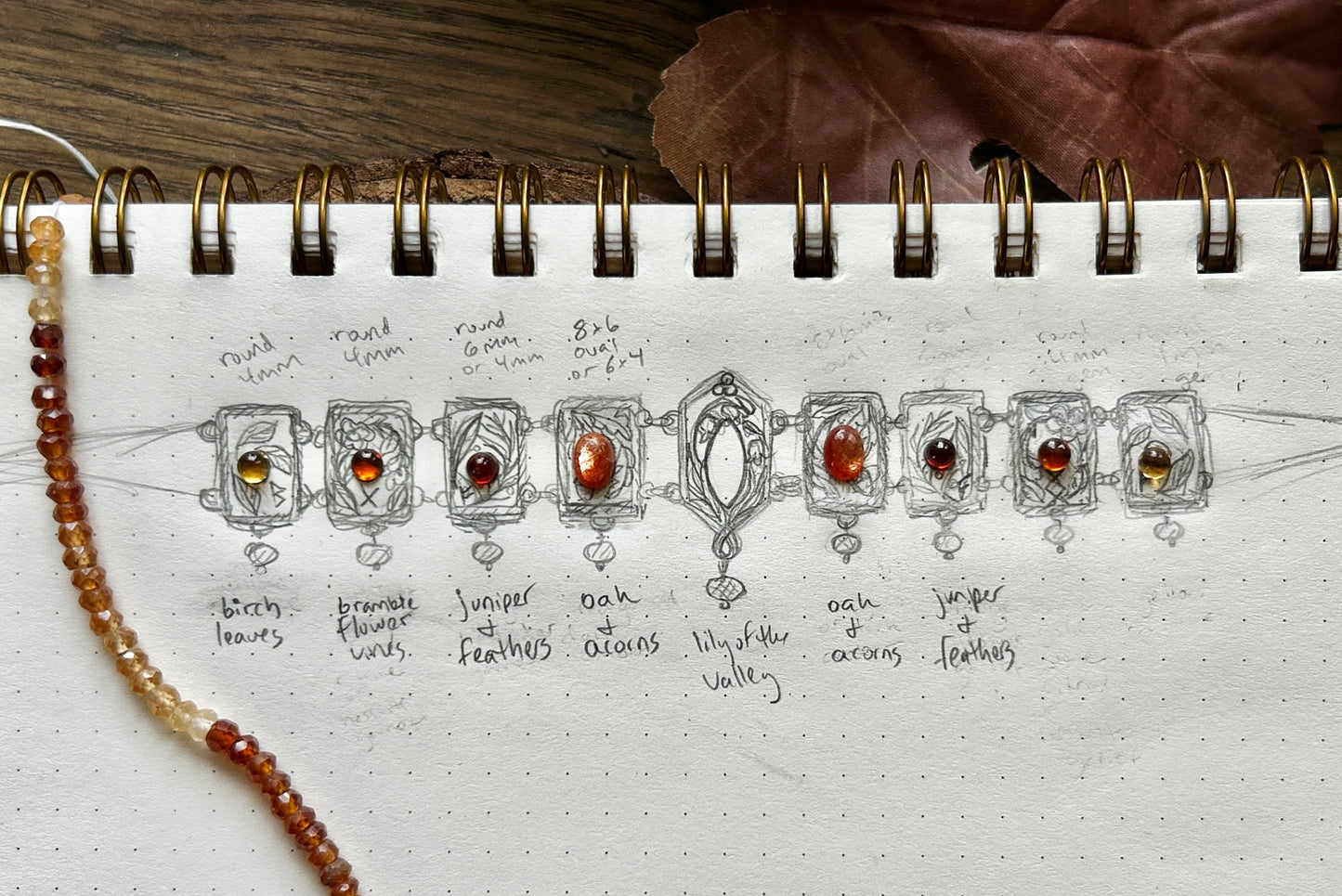 Reserved custom Brisíngamen brass necklace with citrine, garnet, and sunstone