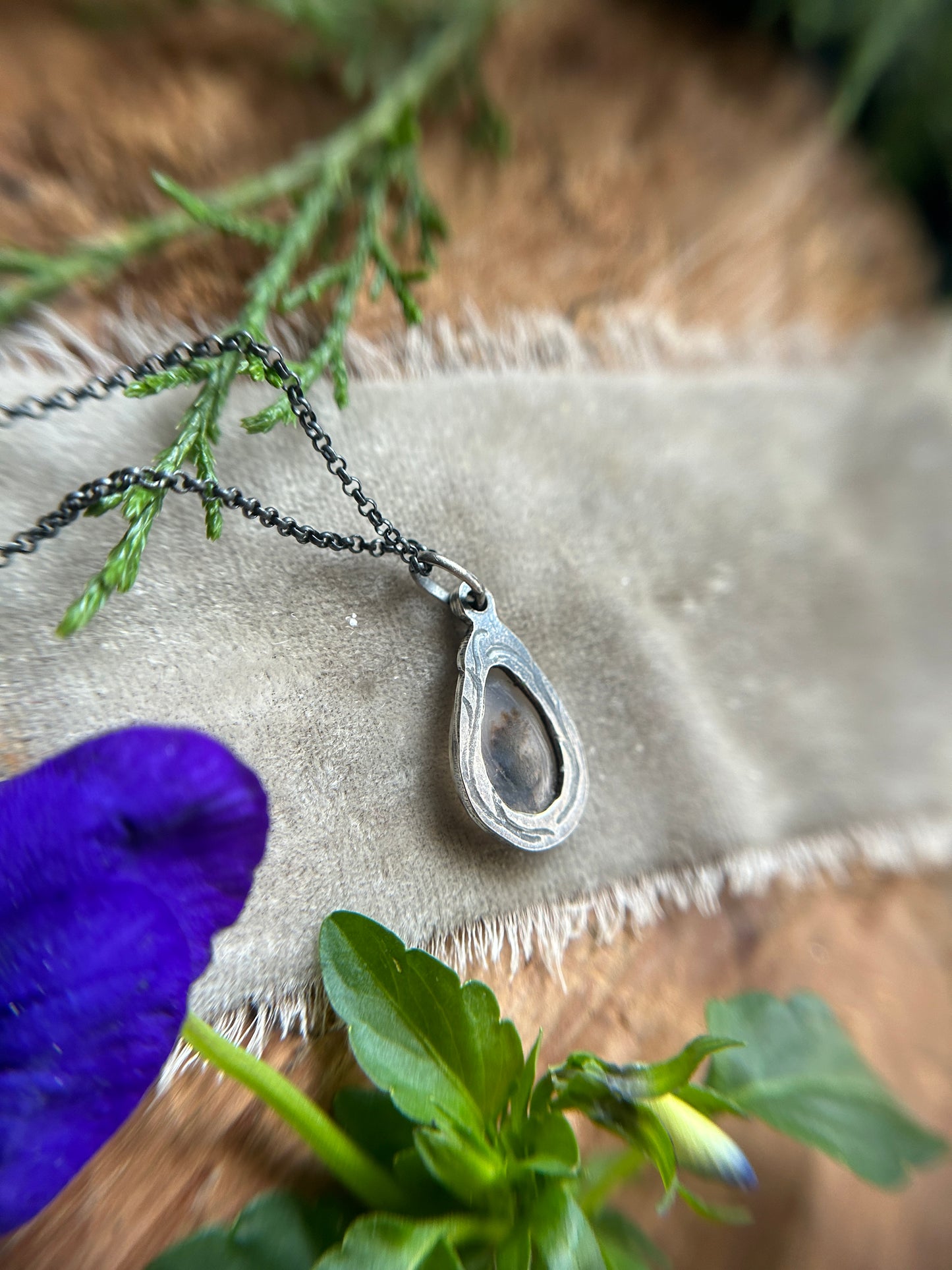 Dendritic Agate Necklace- sterling silver