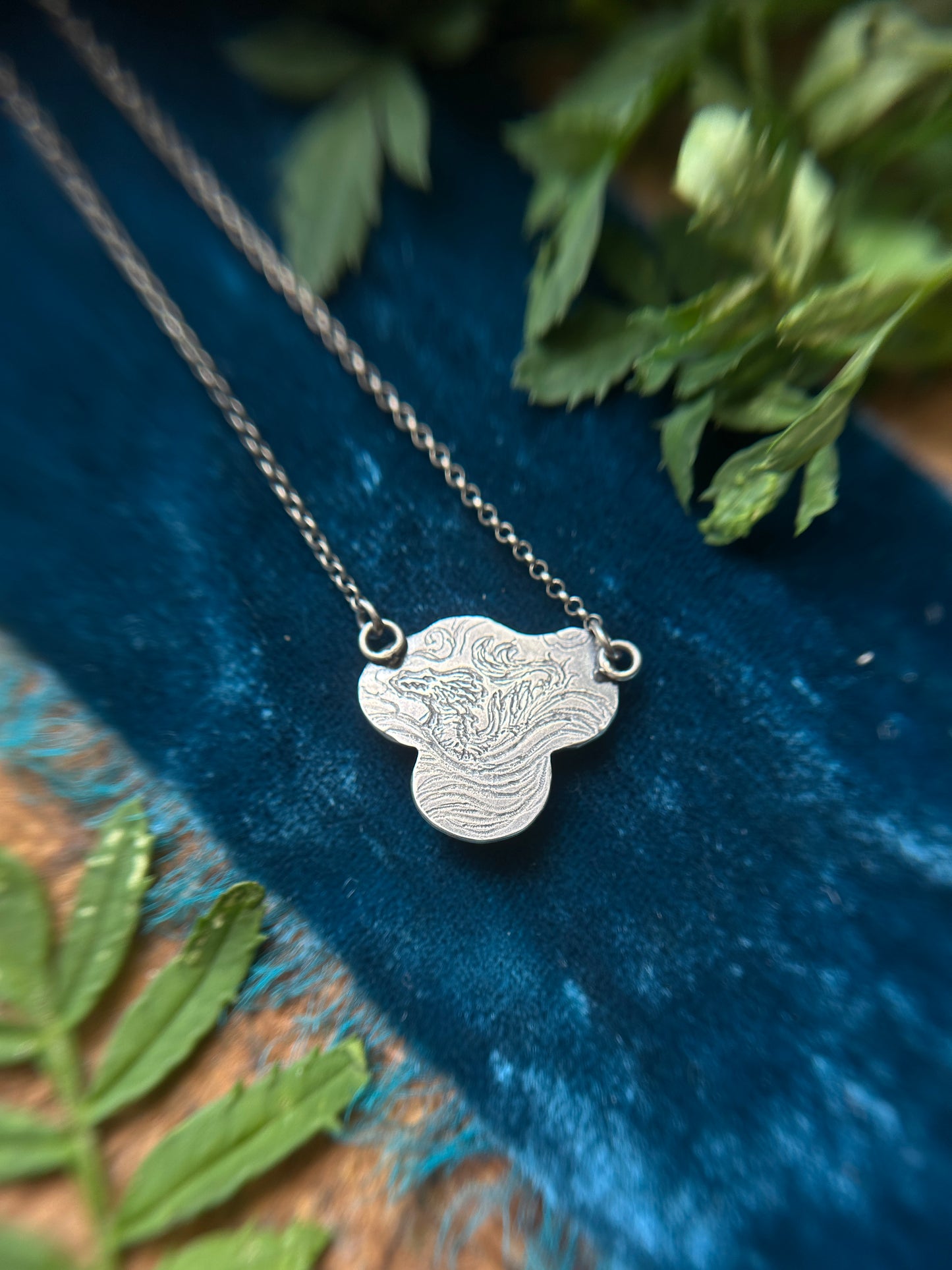Sea Serpent and Black Opal Necklace- sterling silver jewelry