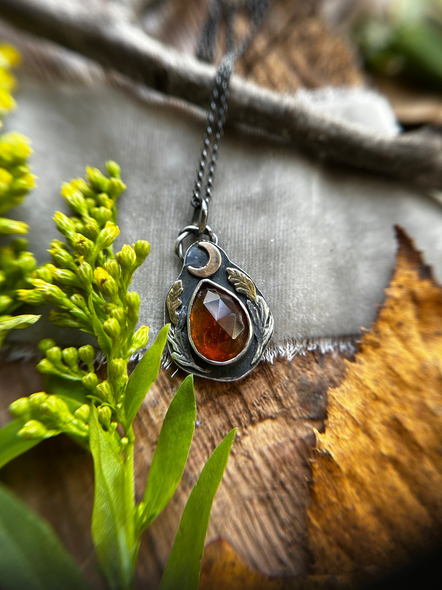 Goldenrod Moon Citrine Necklace- discounted-sterling silver and brass jewelry