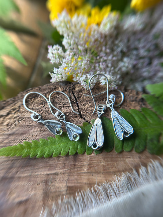 Mini Firefly Earrings- peridot and sterling silver jewelry