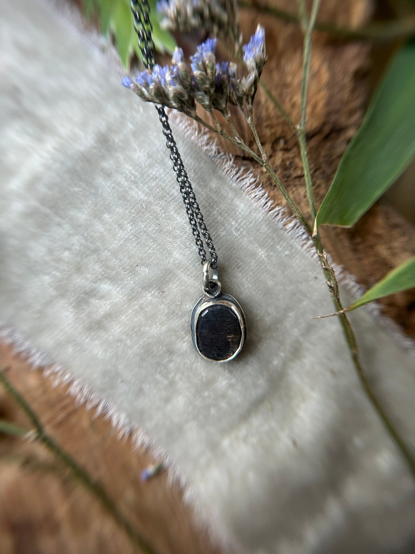 Mournful Orca with Black Moonstone Necklace- sterling silver jewelry
