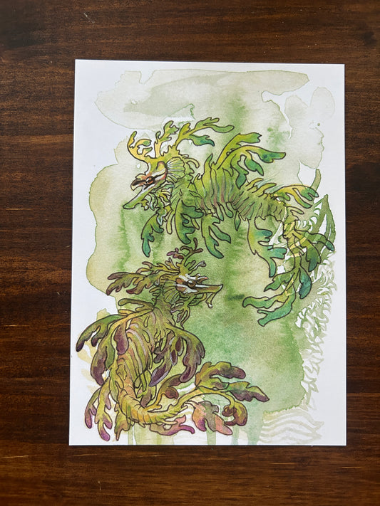 Leafy Sea Dragons art print watercolor 5-7 inches