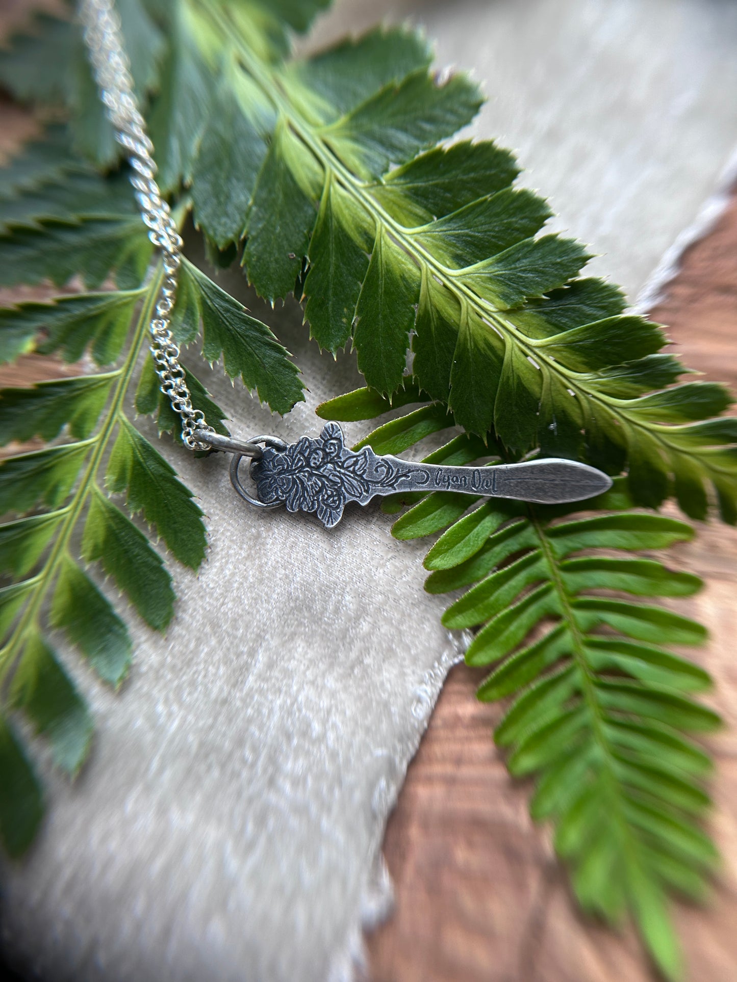 Blackberry bramble sword necklace with amethyst- Sterling silver jewelry