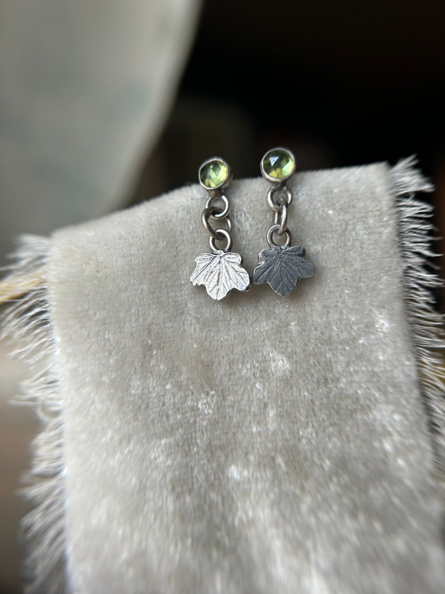 Ivy Earrings in moss agate or peridot- sterling silver