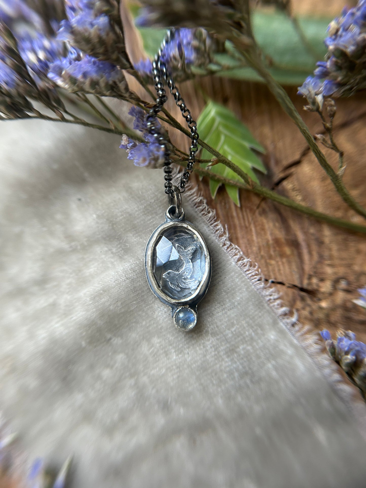 Selkie Seal under Clear Quartz Necklace- sterling silver jewelry