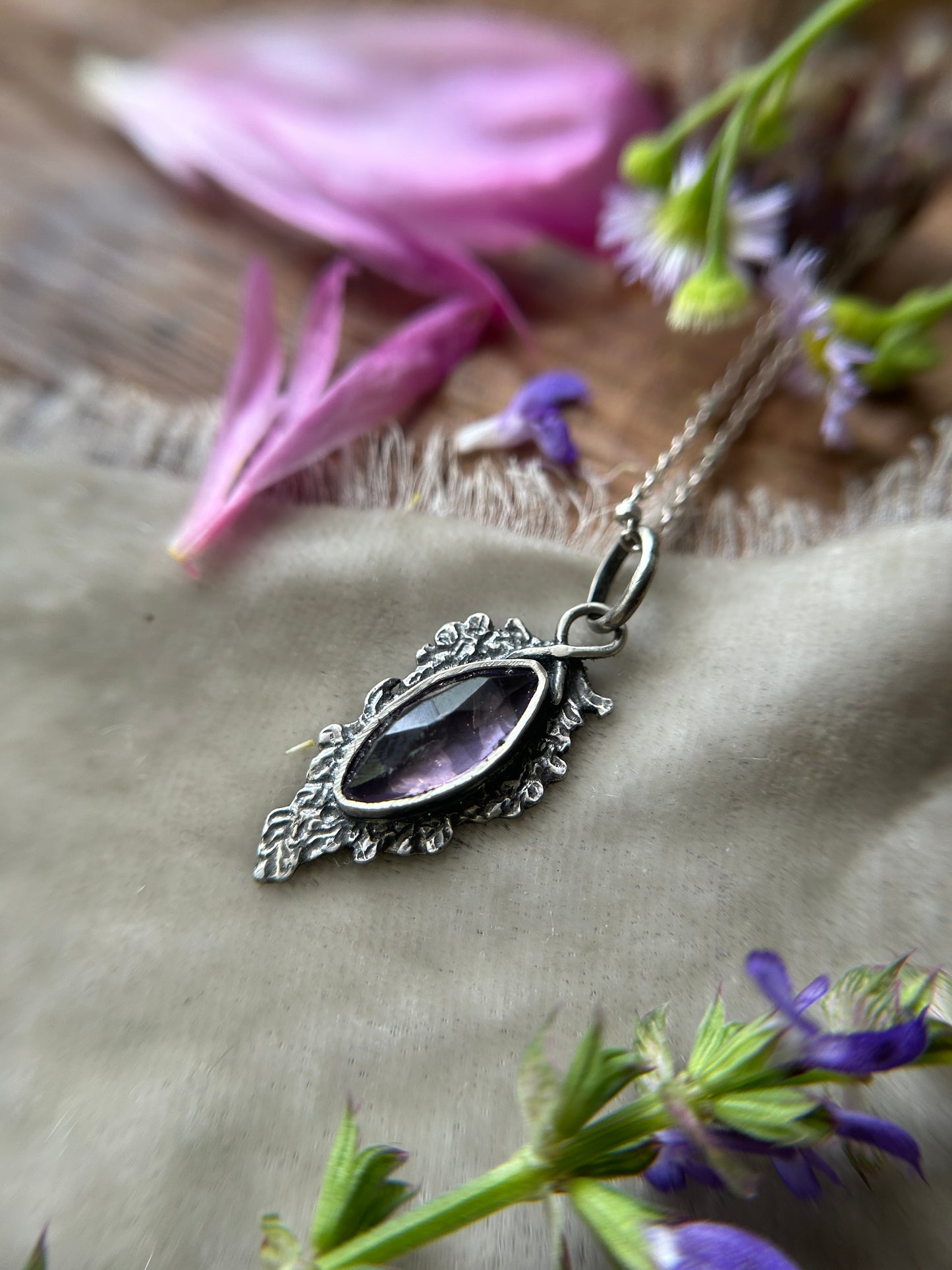 Amethyst Wisteria Necklace- sterling silver jewelry