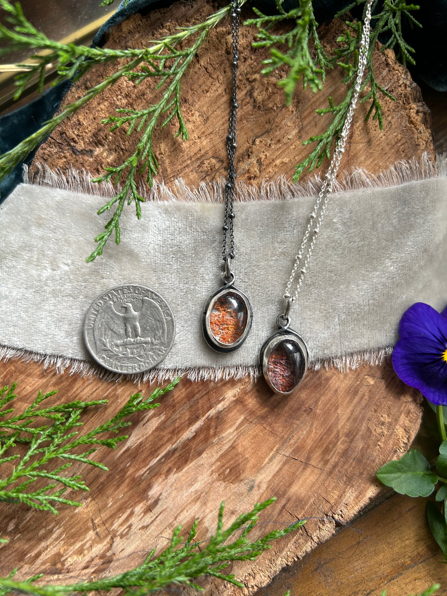 Lodolite Garden Quartz Forest Pendants- choose from fox or elk friend