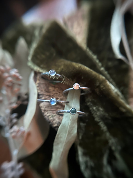 Simple Gemstone Stacking Ring in assorted gemstones- sterling silver jewelry