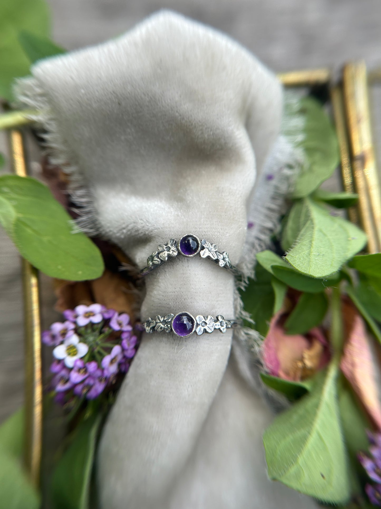 Lilac Stacker Ring-amethyst, Iolite, or alexandrite- Sterling silver jewelry