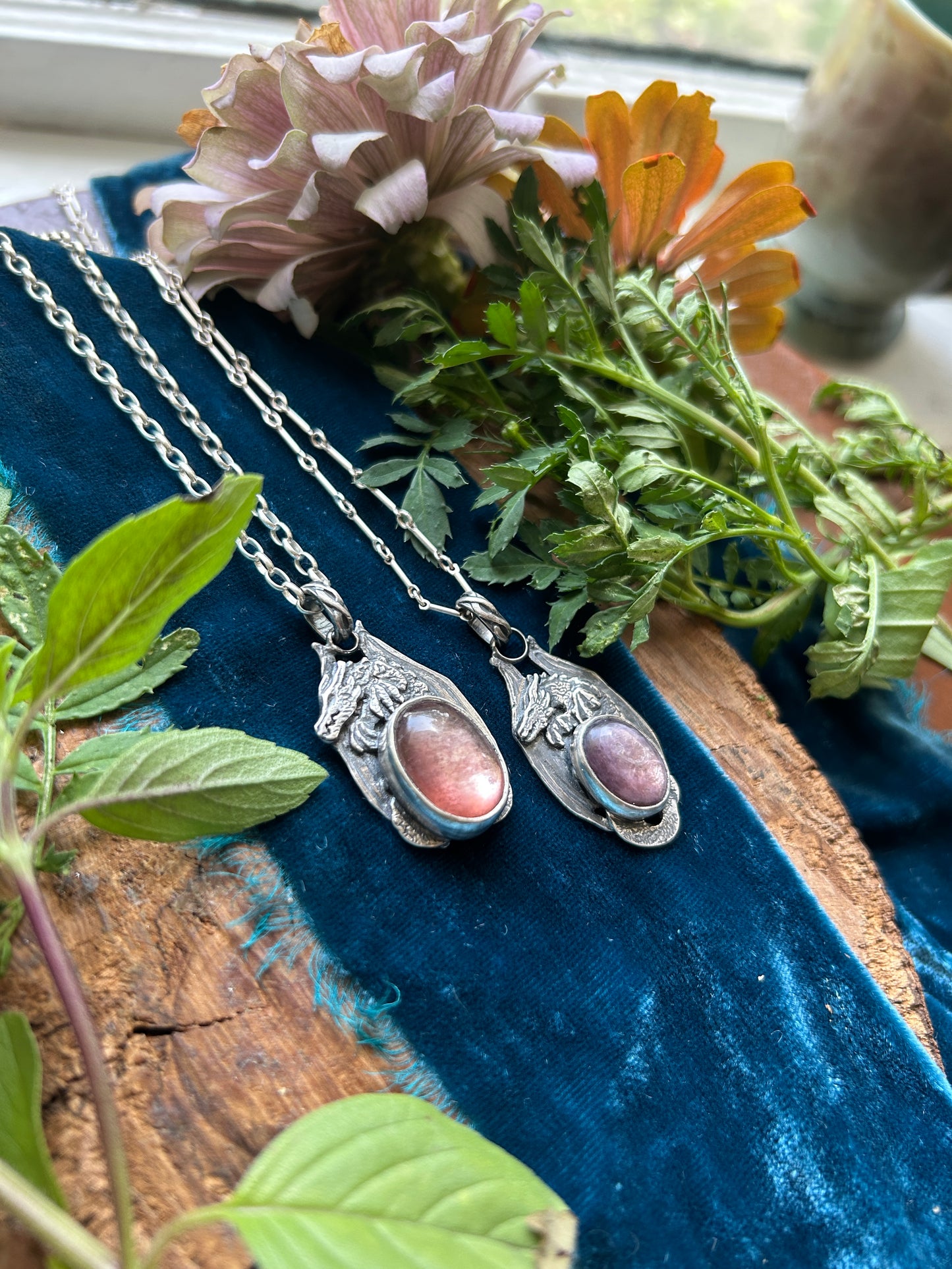 Dragon Necklace with Lepidolite- choice of small or large dragon- sterling silver jewelry