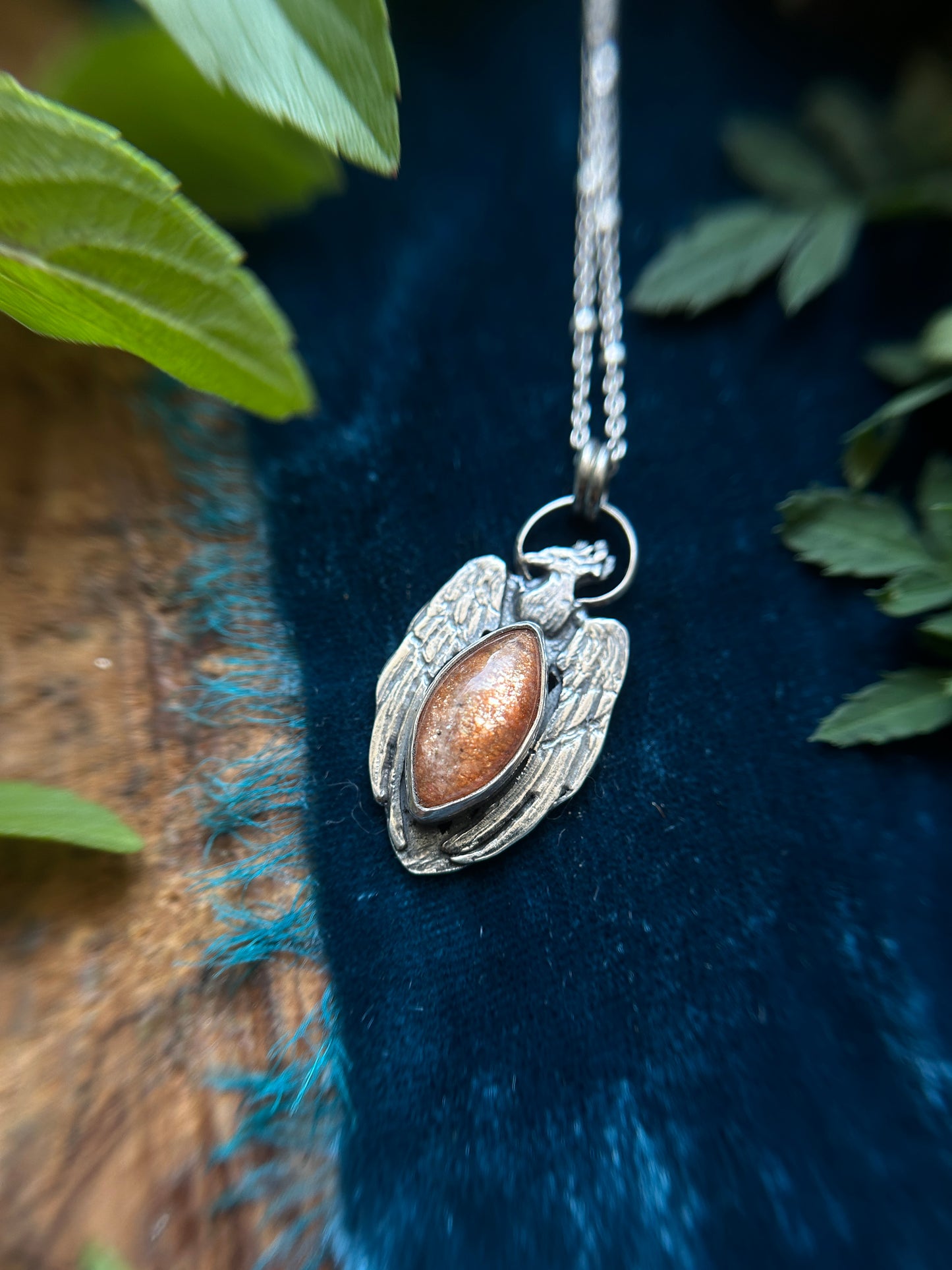 Phoenix Sunstone Necklace- sterling silver jewelry