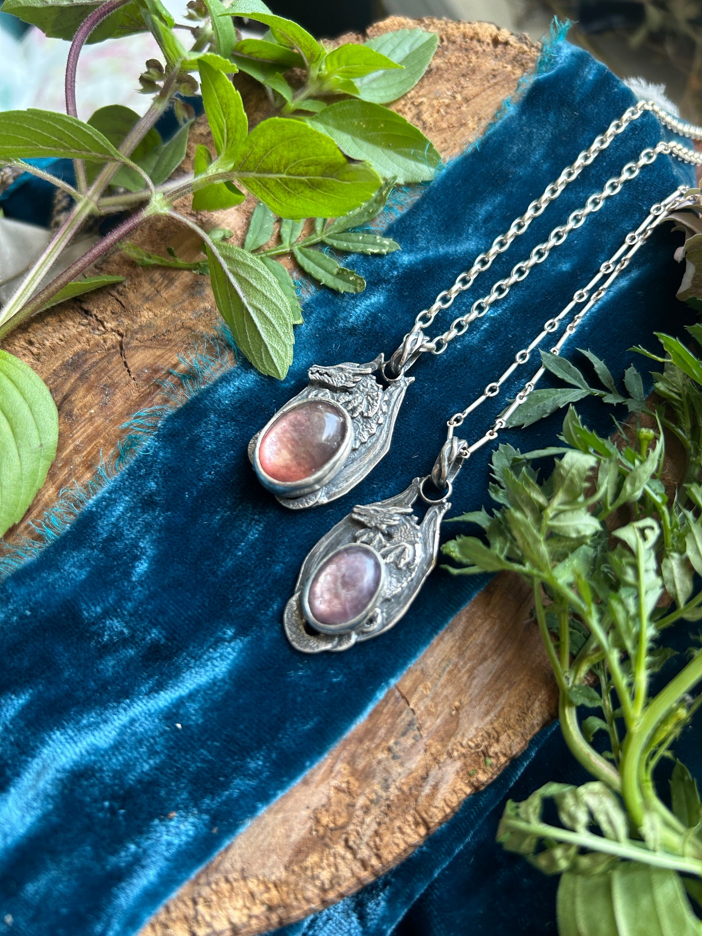 Dragon Necklace with Lepidolite- choice of small or large dragon- sterling silver jewelry