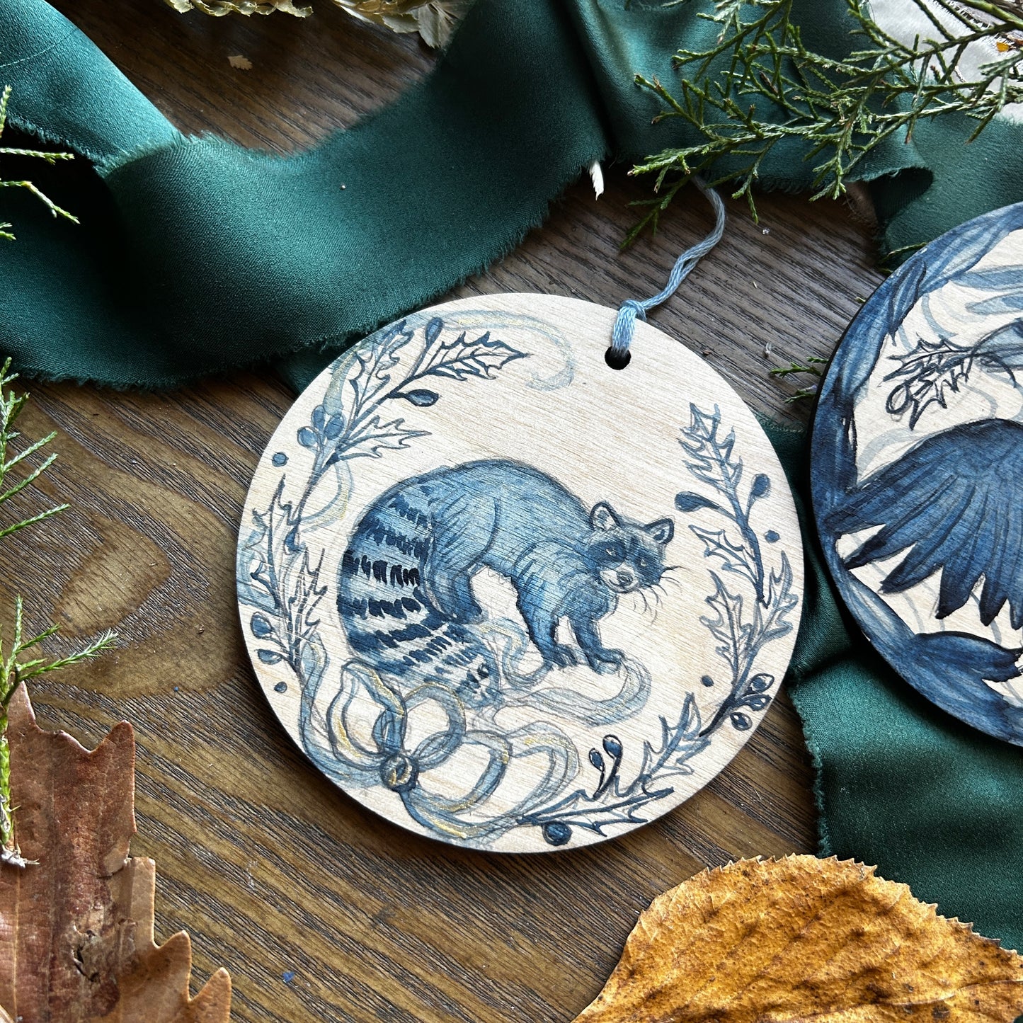 Handpainted Ornaments- watercolor on wood Woodland Creature Ornaments