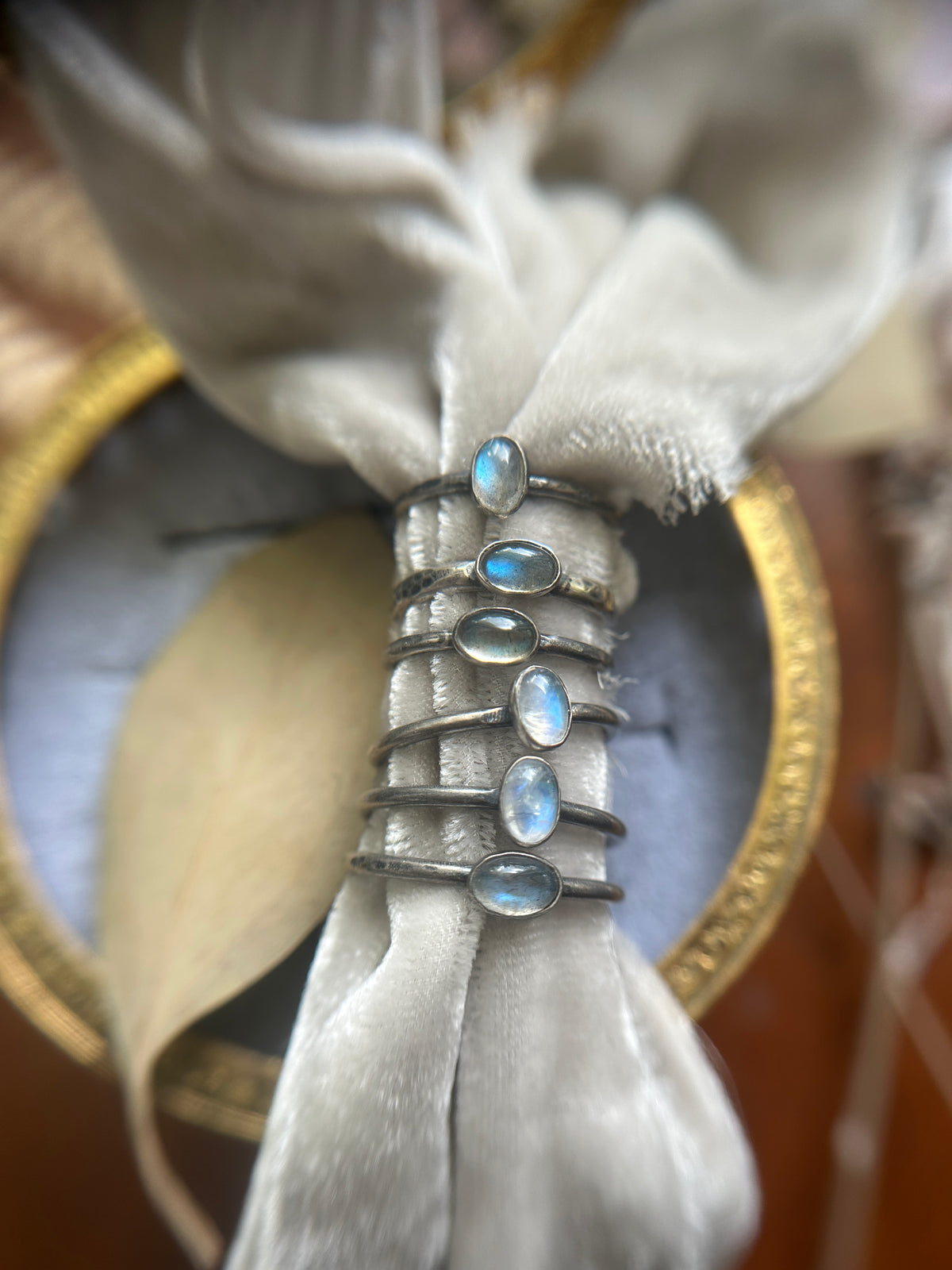 Oval Labradorite or Moonstone Stacking Ring- sterling silver jewelry