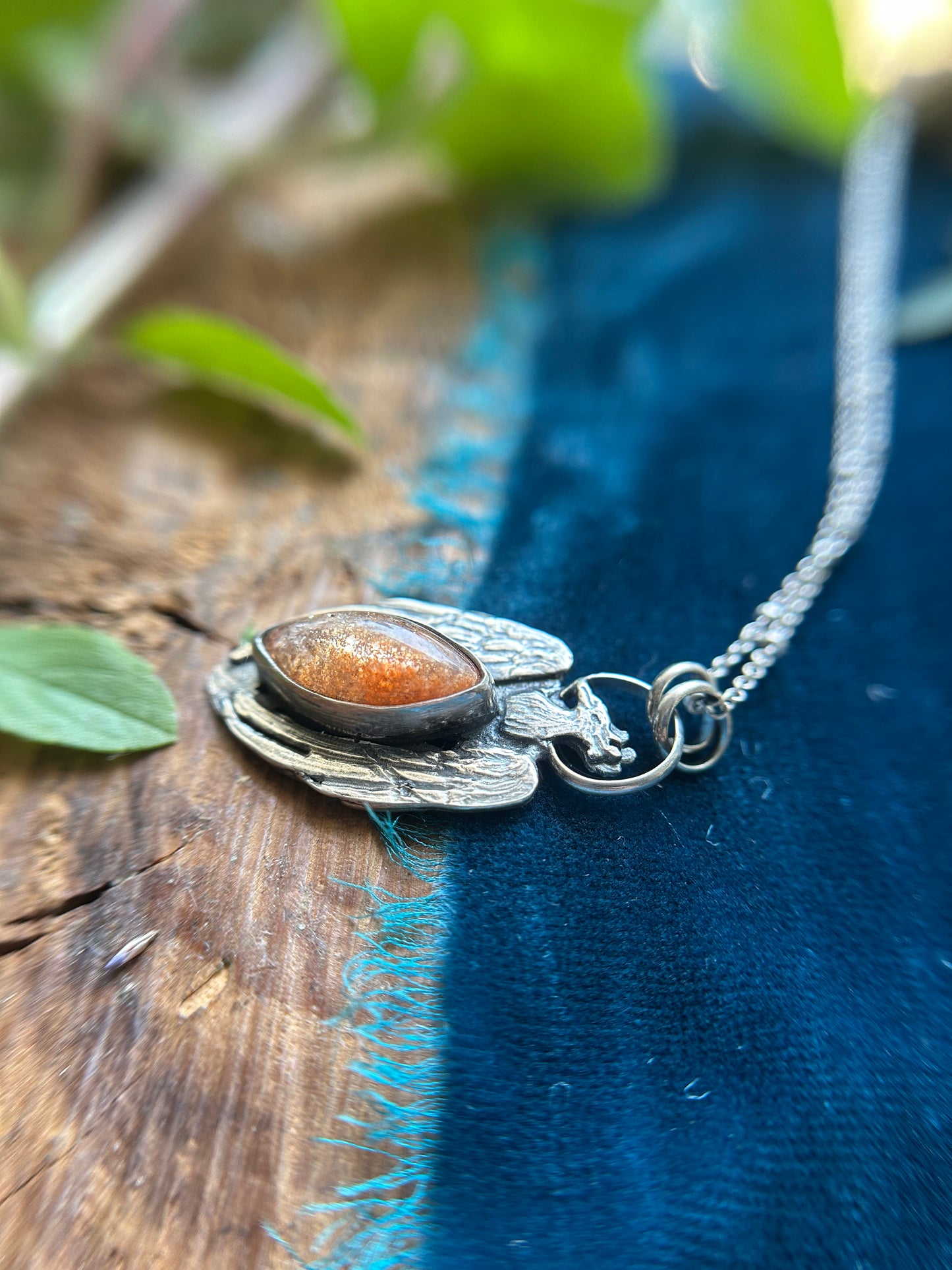 Phoenix Sunstone Necklace- sterling silver jewelry