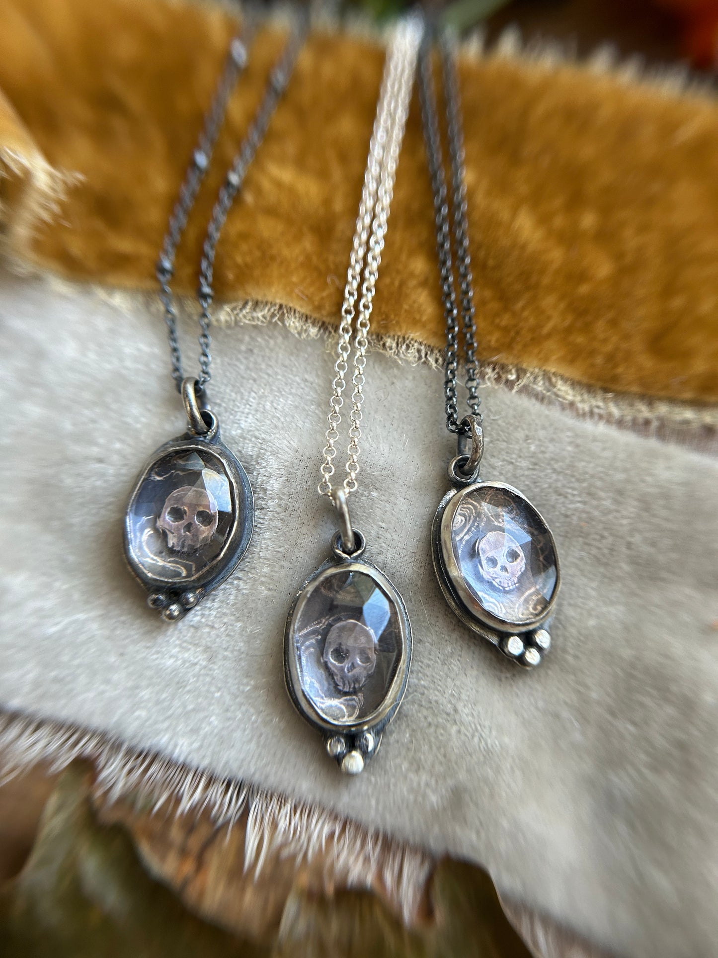 Amethyst skull necklace MADE TO ORDER-memento mori sterling silver jewelry