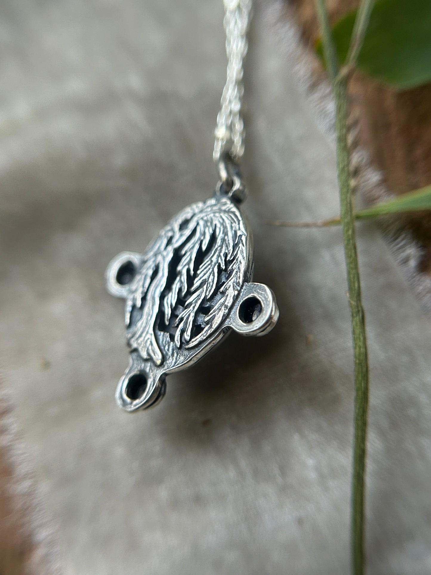 Weeping Willow Grey Moonstone and black onyx necklace- sterling silver jewelry