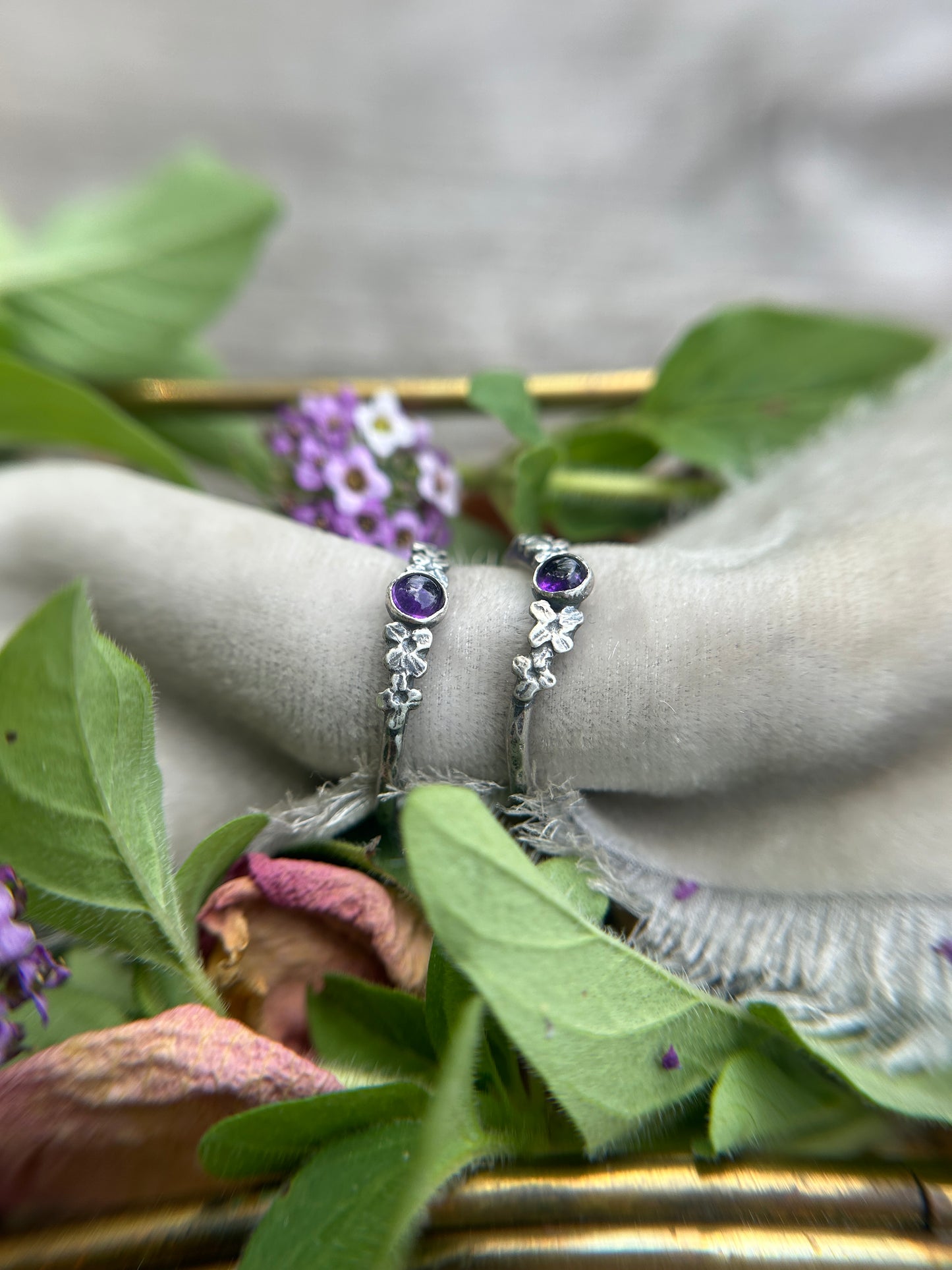 Lilac Stacker Ring-amethyst, Iolite, or alexandrite- Sterling silver jewelry