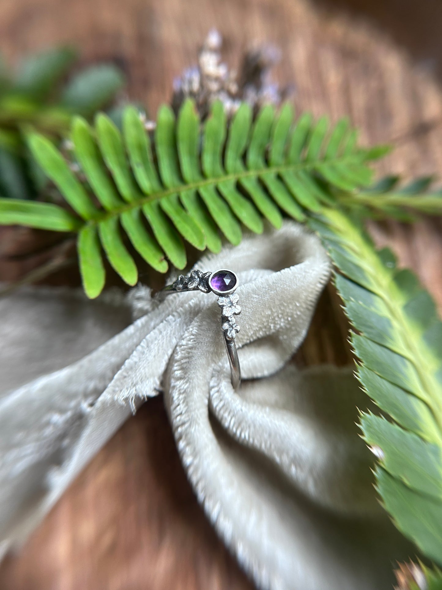 Lilac Stacker Ring-amethyst, Iolite, or alexandrite- Sterling silver jewelry