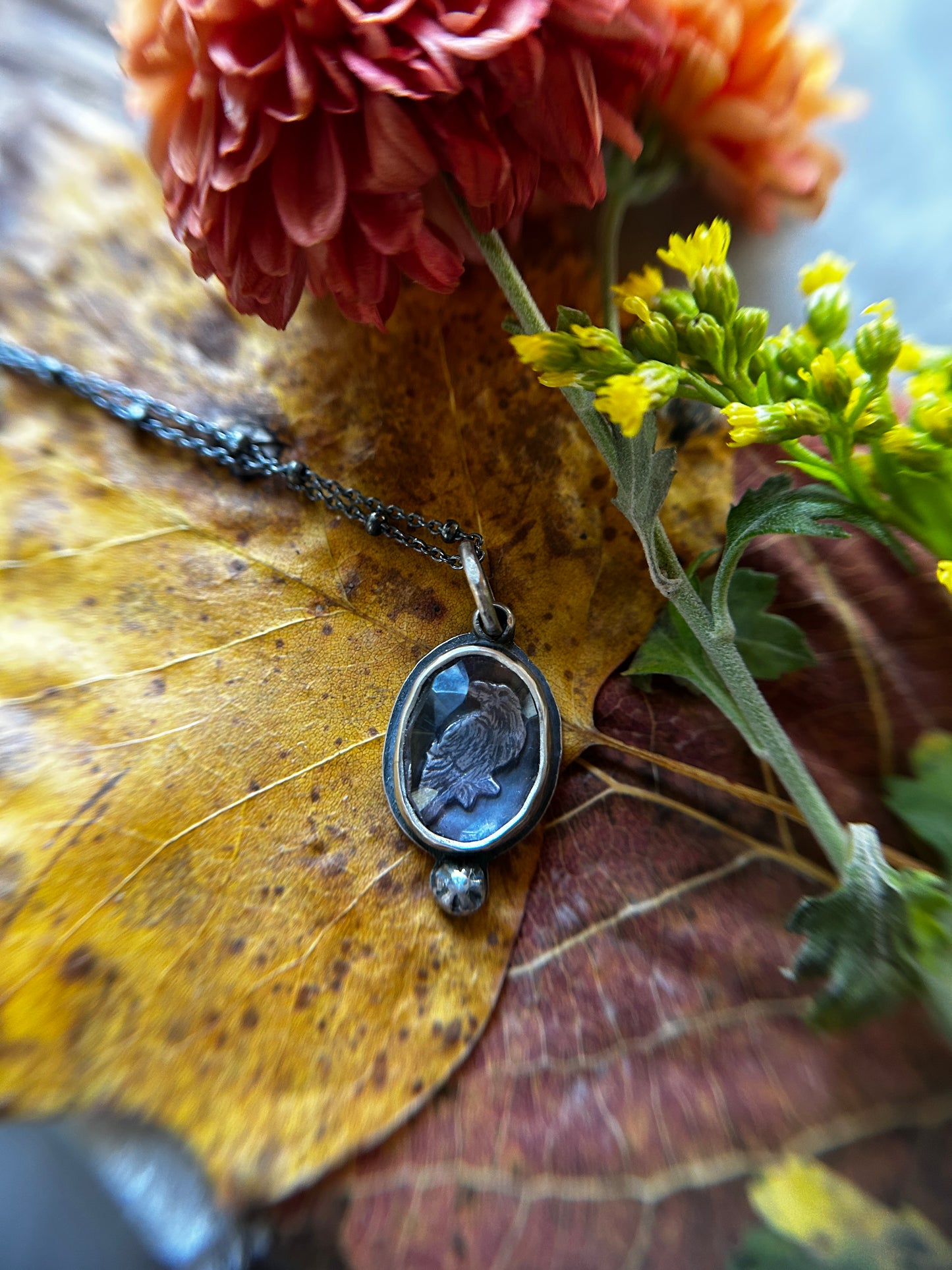 Raven Amethyst necklace- Sterling silver jewelry
