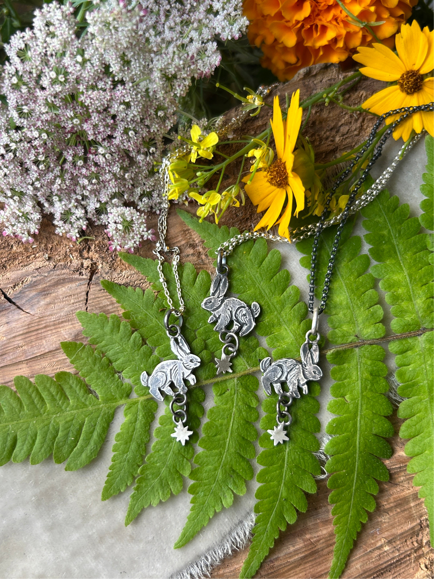 Star bunny necklace preorder- sterling silver handmade rabbit jewelry