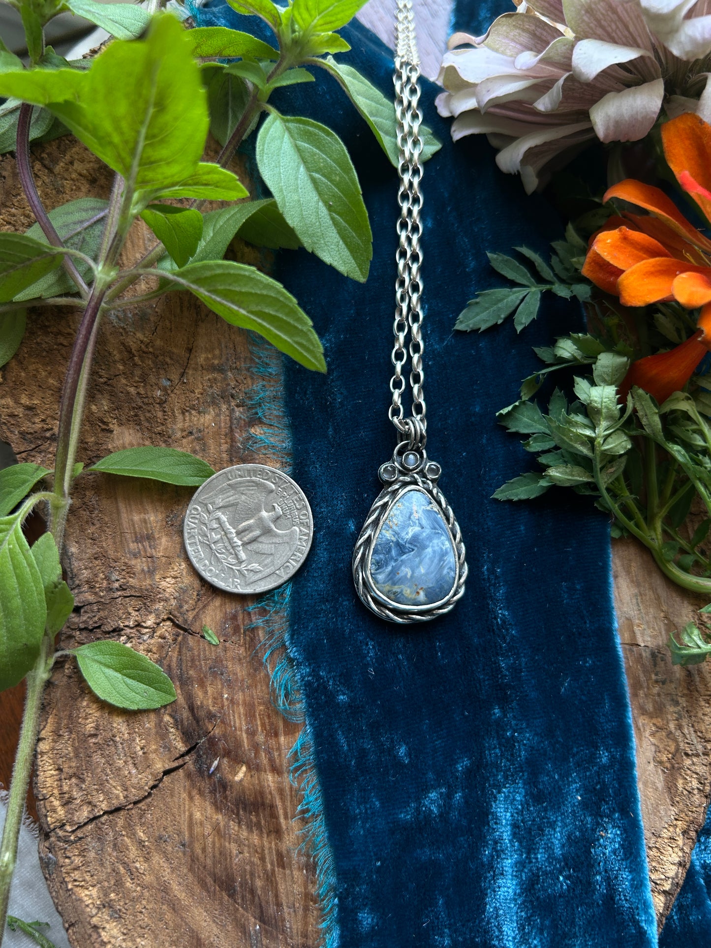 Pietersite with Grey Moonstone and Kraken with Ship detailing- sterling silver jewelry