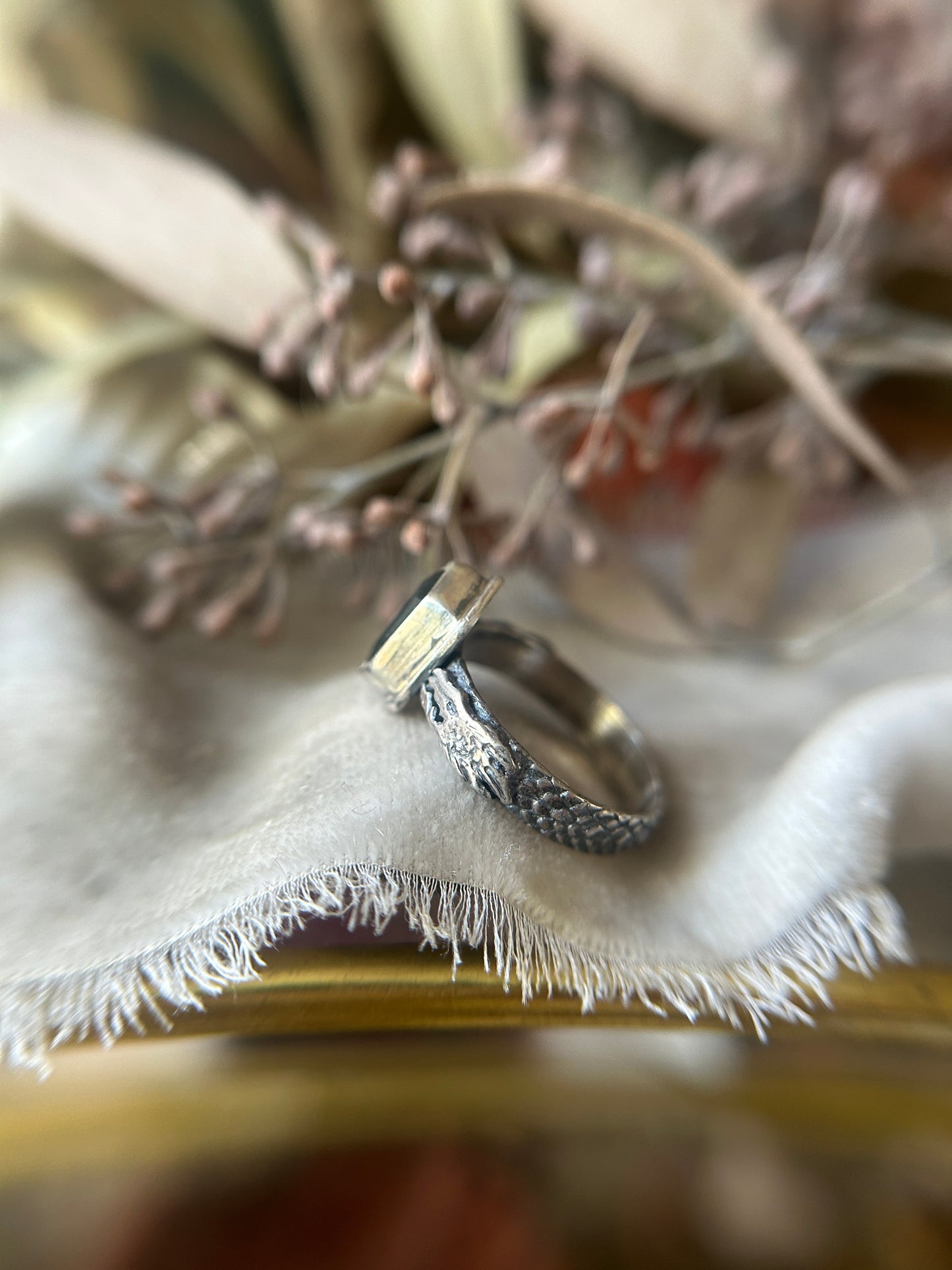 dragon ring in your choice of gemstone - made to order sterling silver jewelry