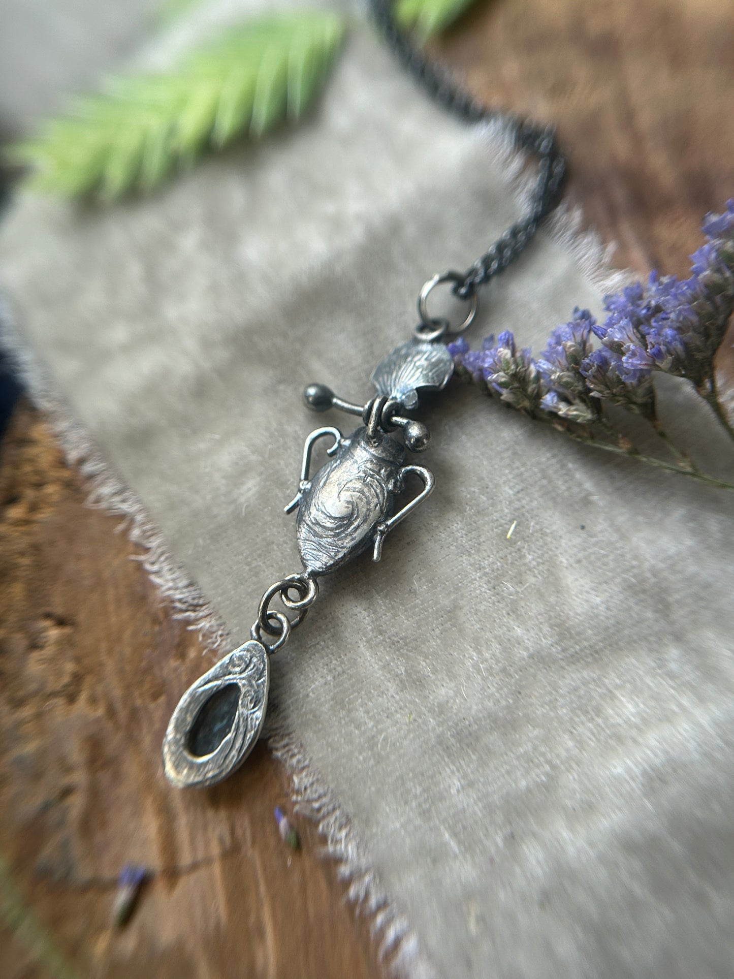 Urn of the Sea Necklace PREORDER-choice of pearl or kyanite- sterling silver jewelry