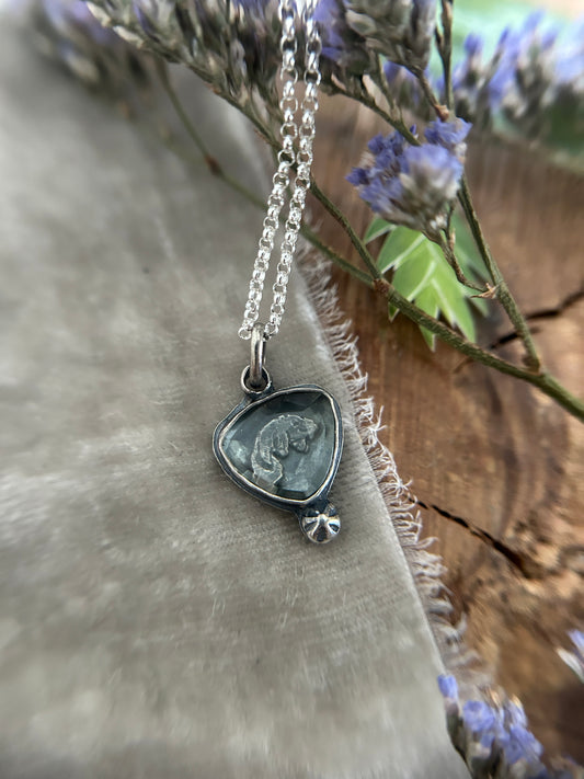 Manatee with Green Amethyst necklace- sterling silver jewelry