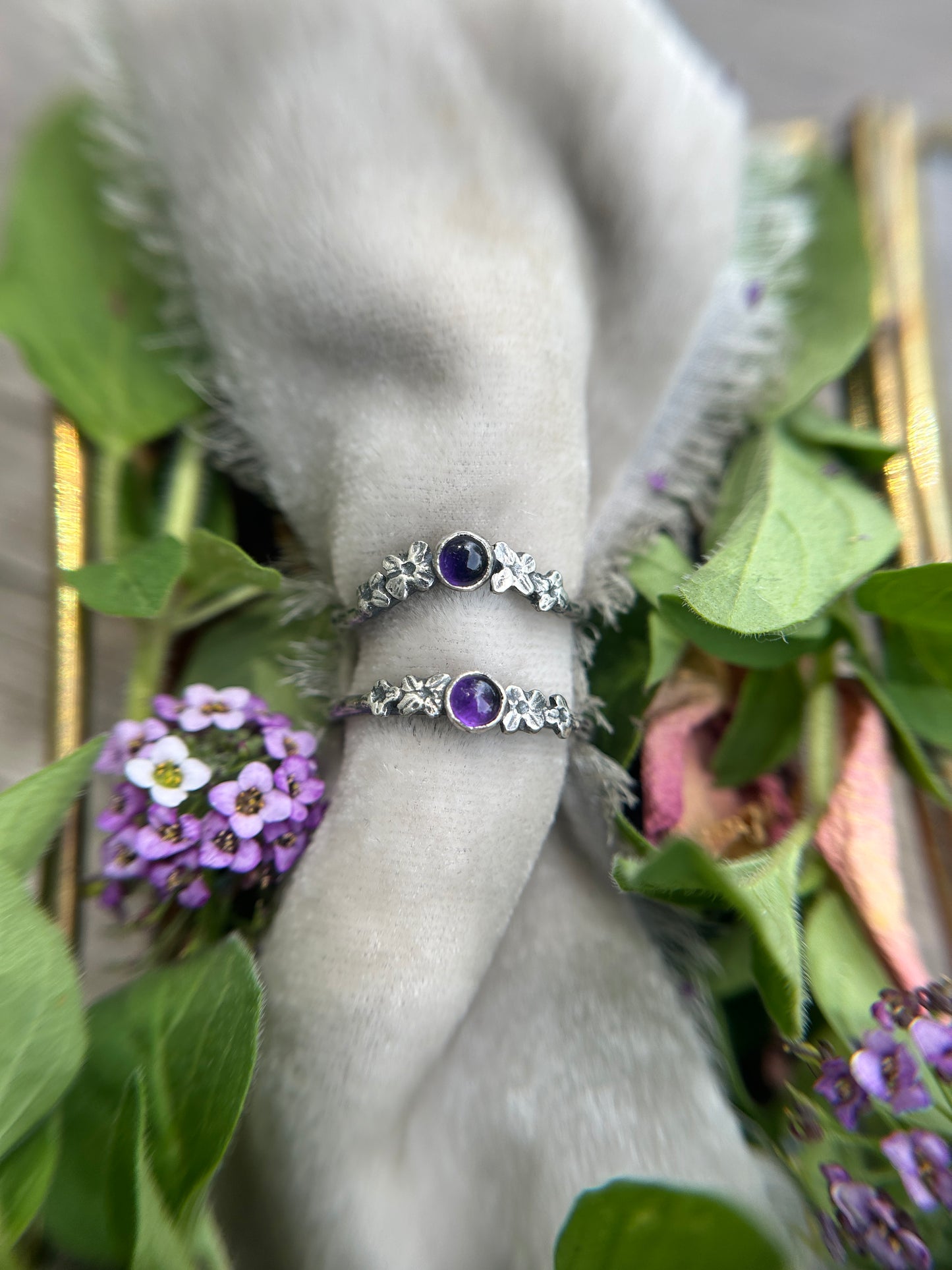 Lilac Stacker Ring-amethyst, Iolite, or alexandrite- Sterling silver jewelry