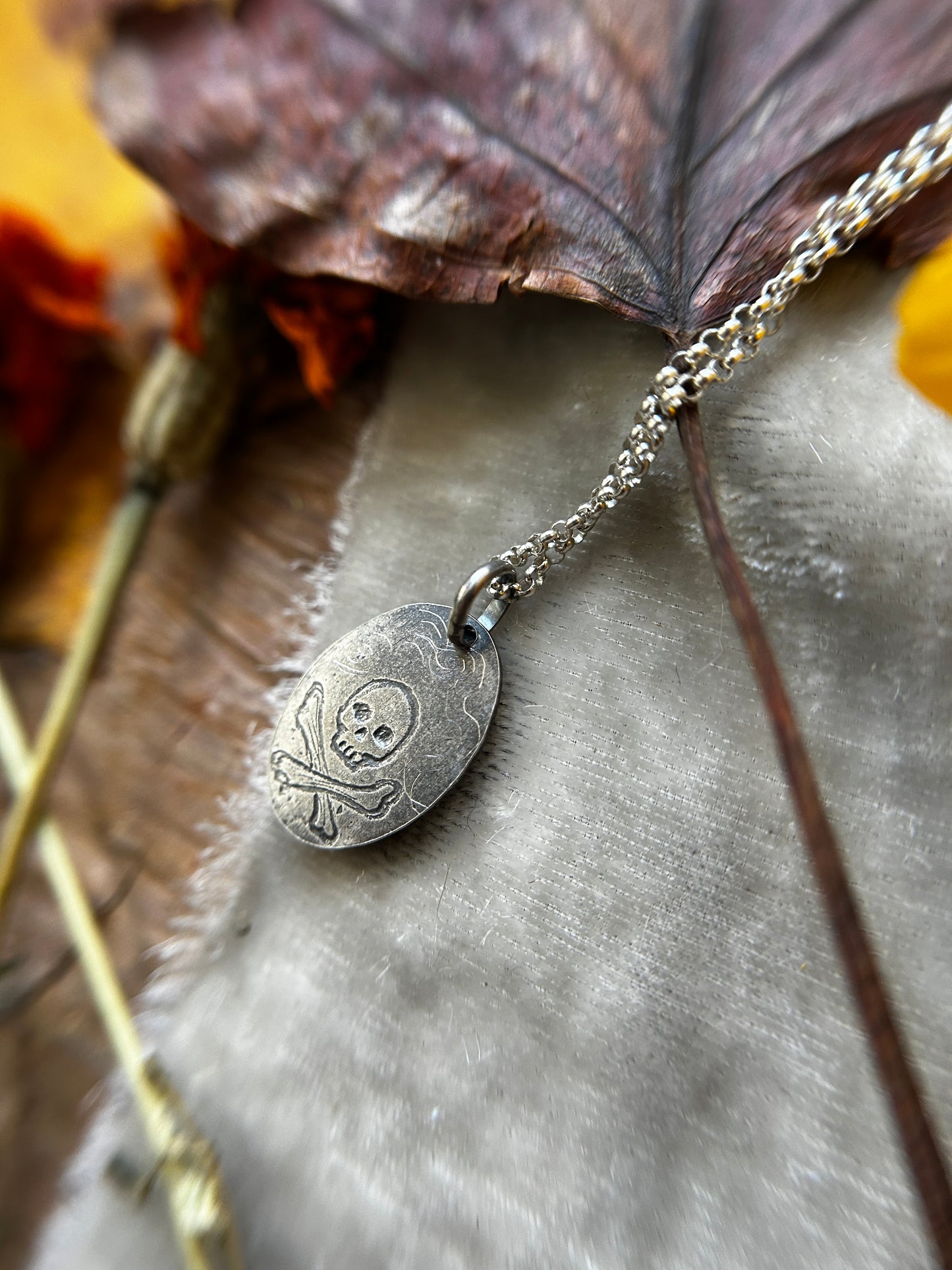 Deadly belladonna flower with black star sapphire necklace- Sterling silver jewelry ready to ship