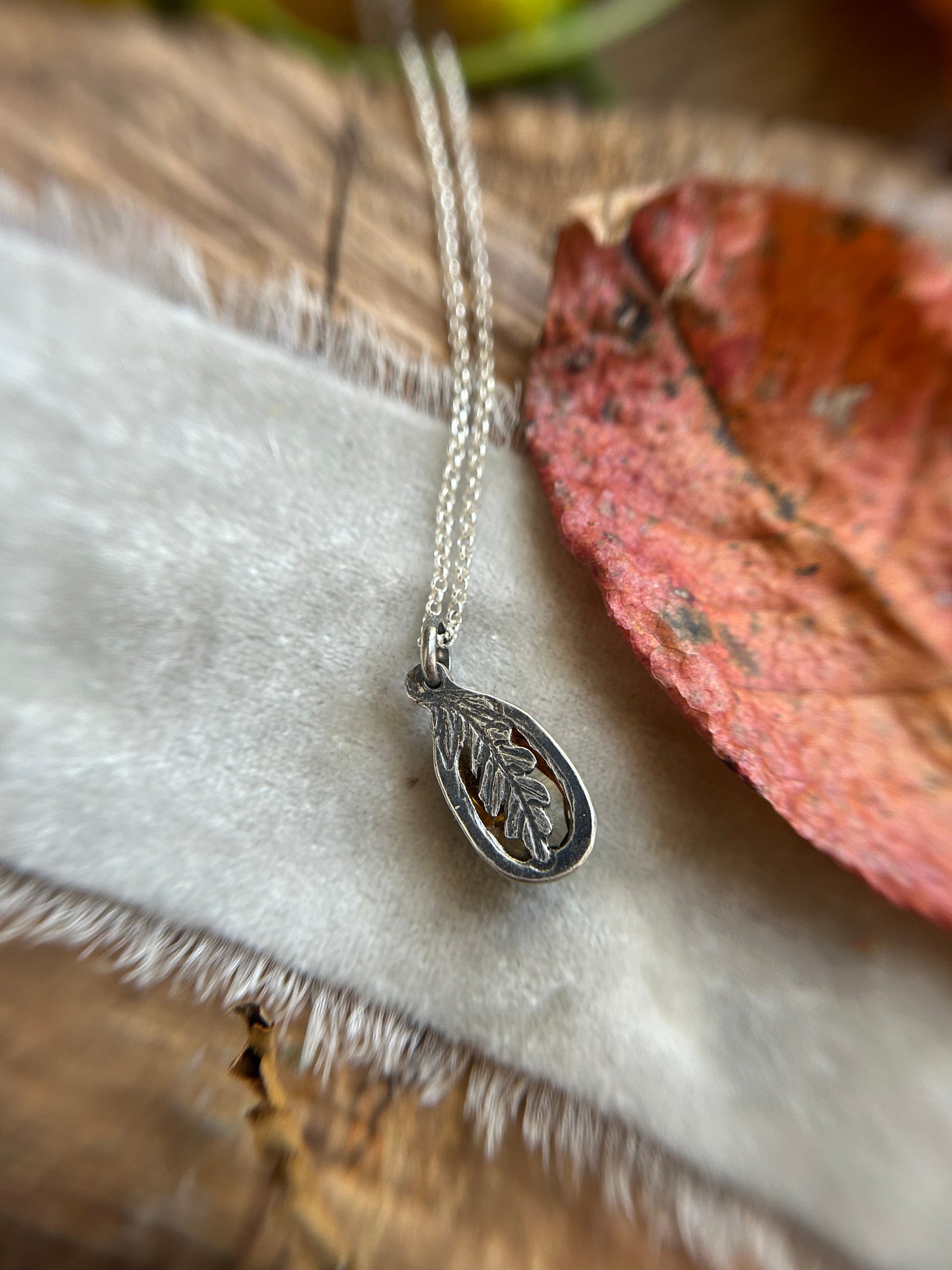 Citrine Oak Leaf Necklace