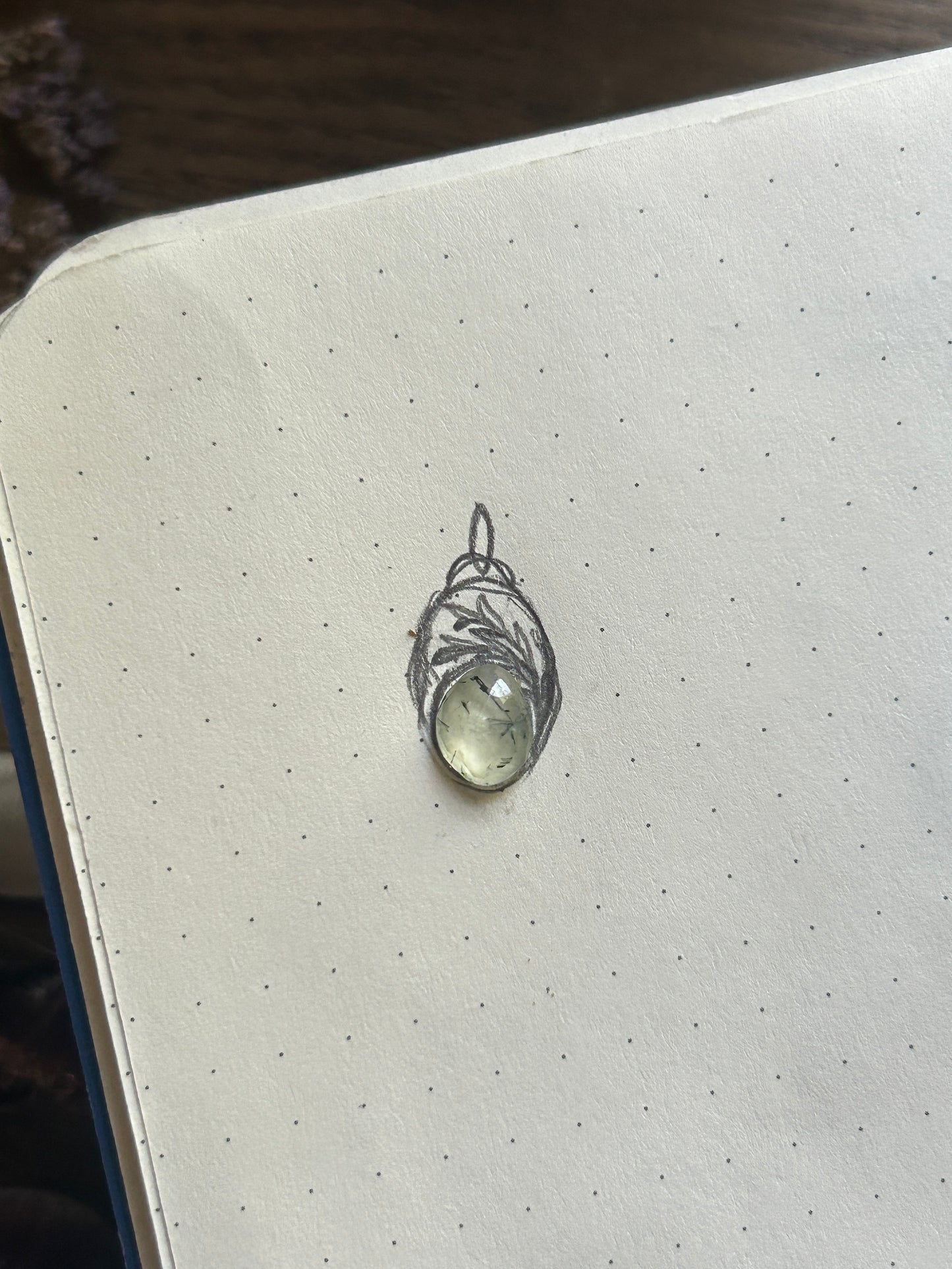 Custom thyme and prehnite necklace- Sterling silver