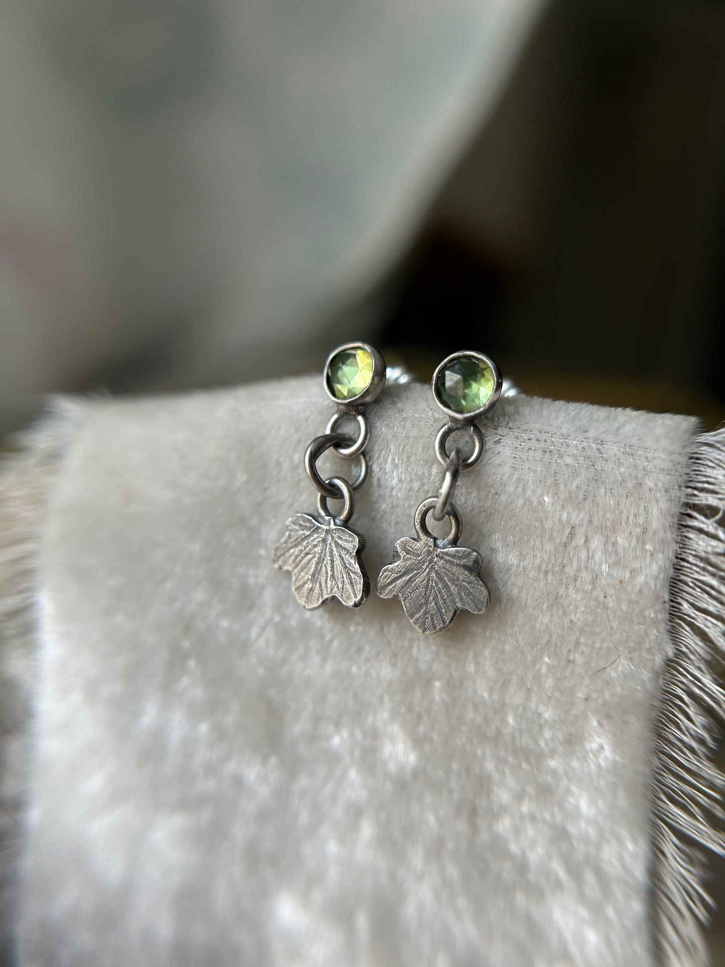 Ivy Earrings in moss agate or peridot- sterling silver