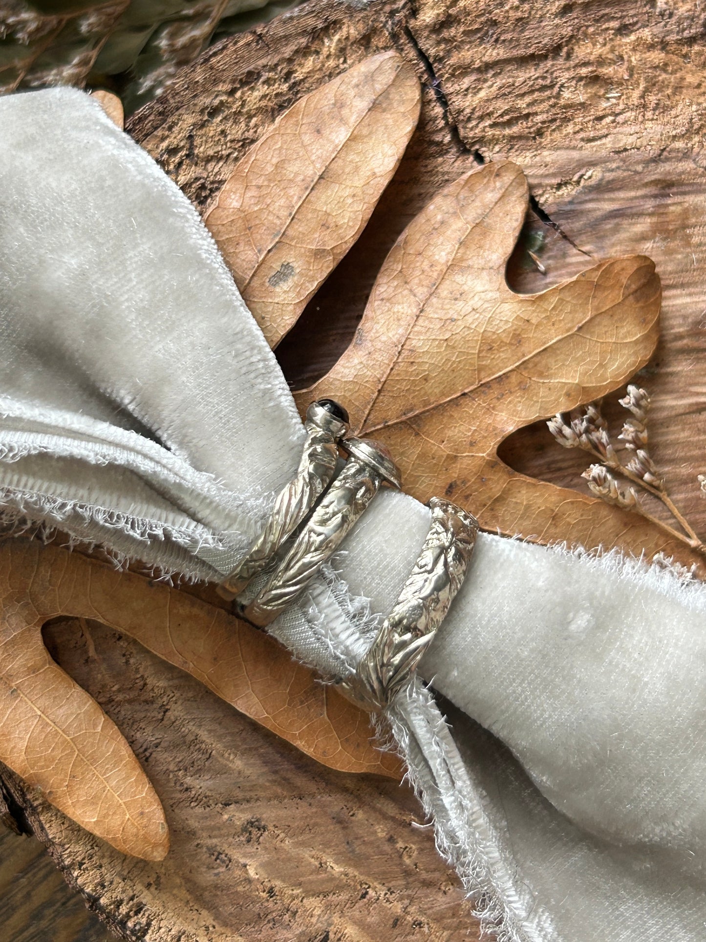 Payment 2 of 2 Custom wedding ring set with bluebells and snowflakes in 14k palladium white gold