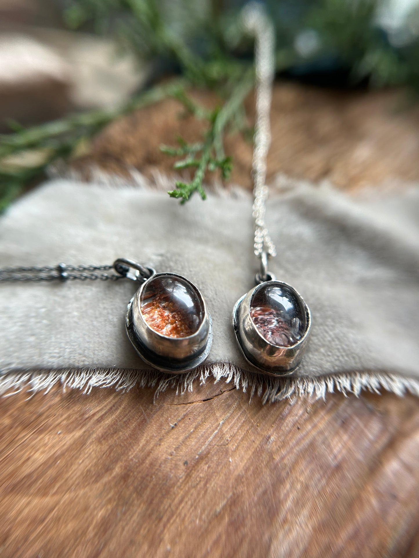 Lodolite Garden Quartz Forest Pendants- choose from fox or elk friend