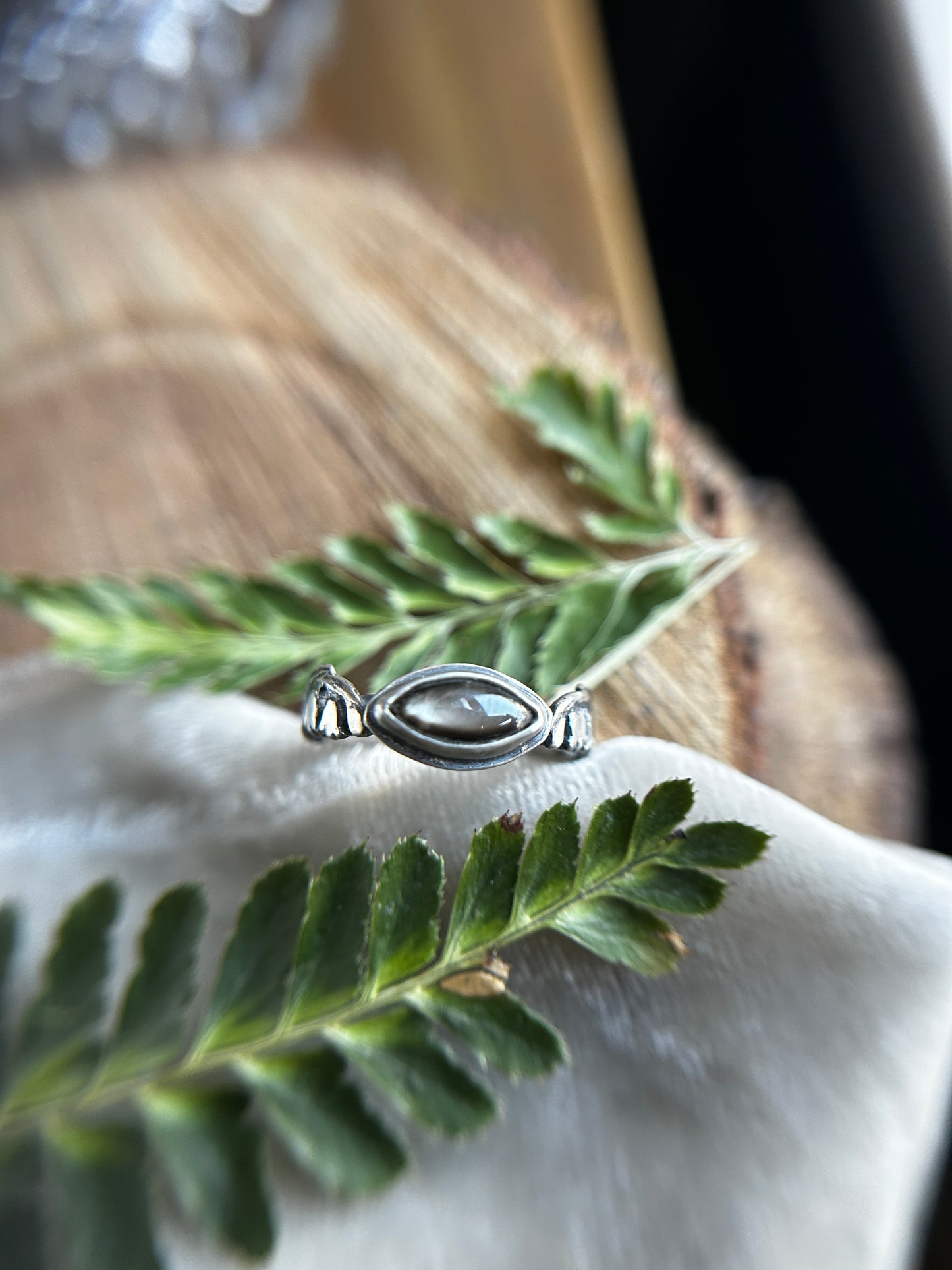 Lily of the Valley Ring with choice of gemstone-  made to order sterling silver engraved jewelry