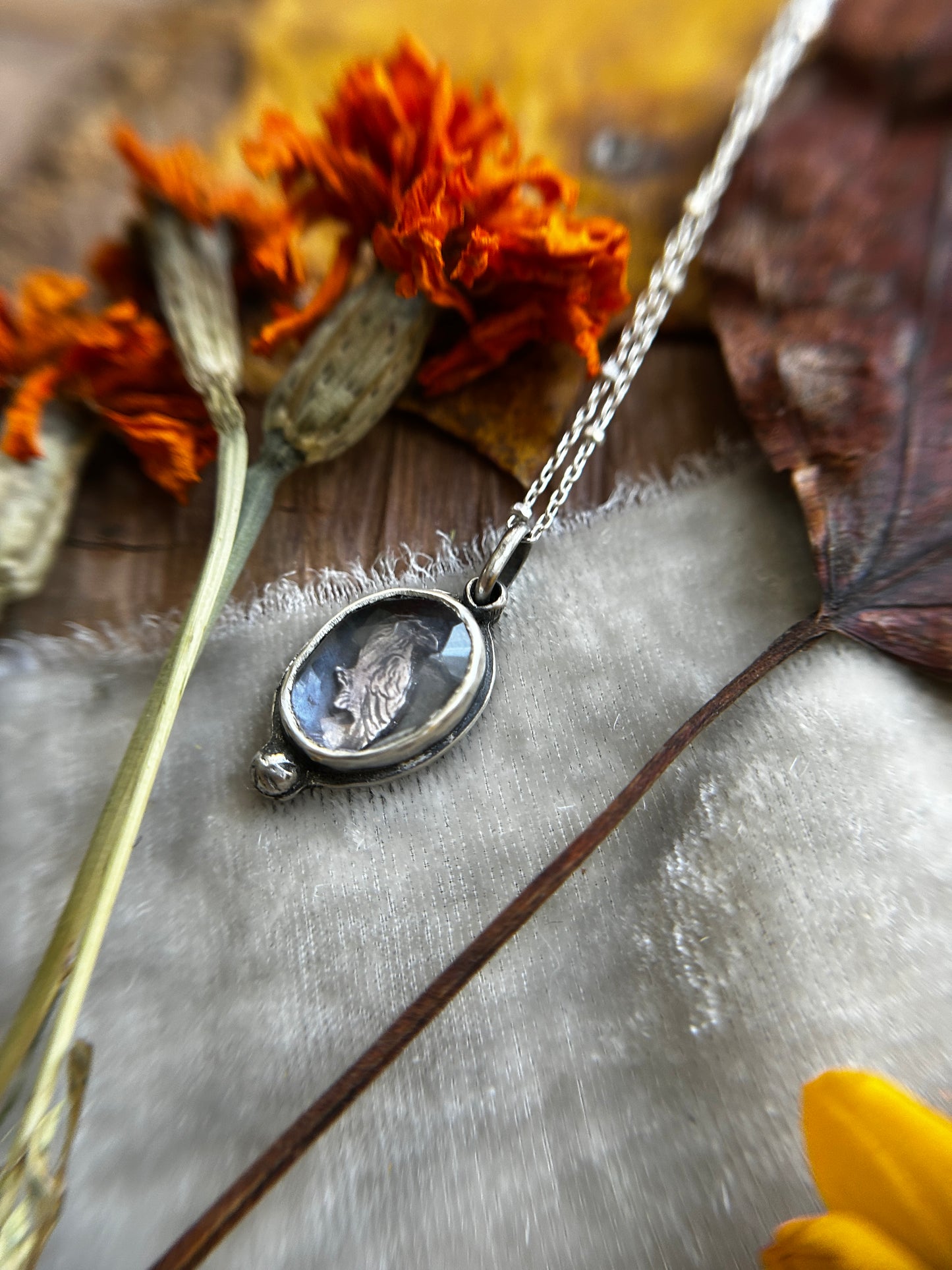 Raven Amethyst necklace- Sterling silver jewelry