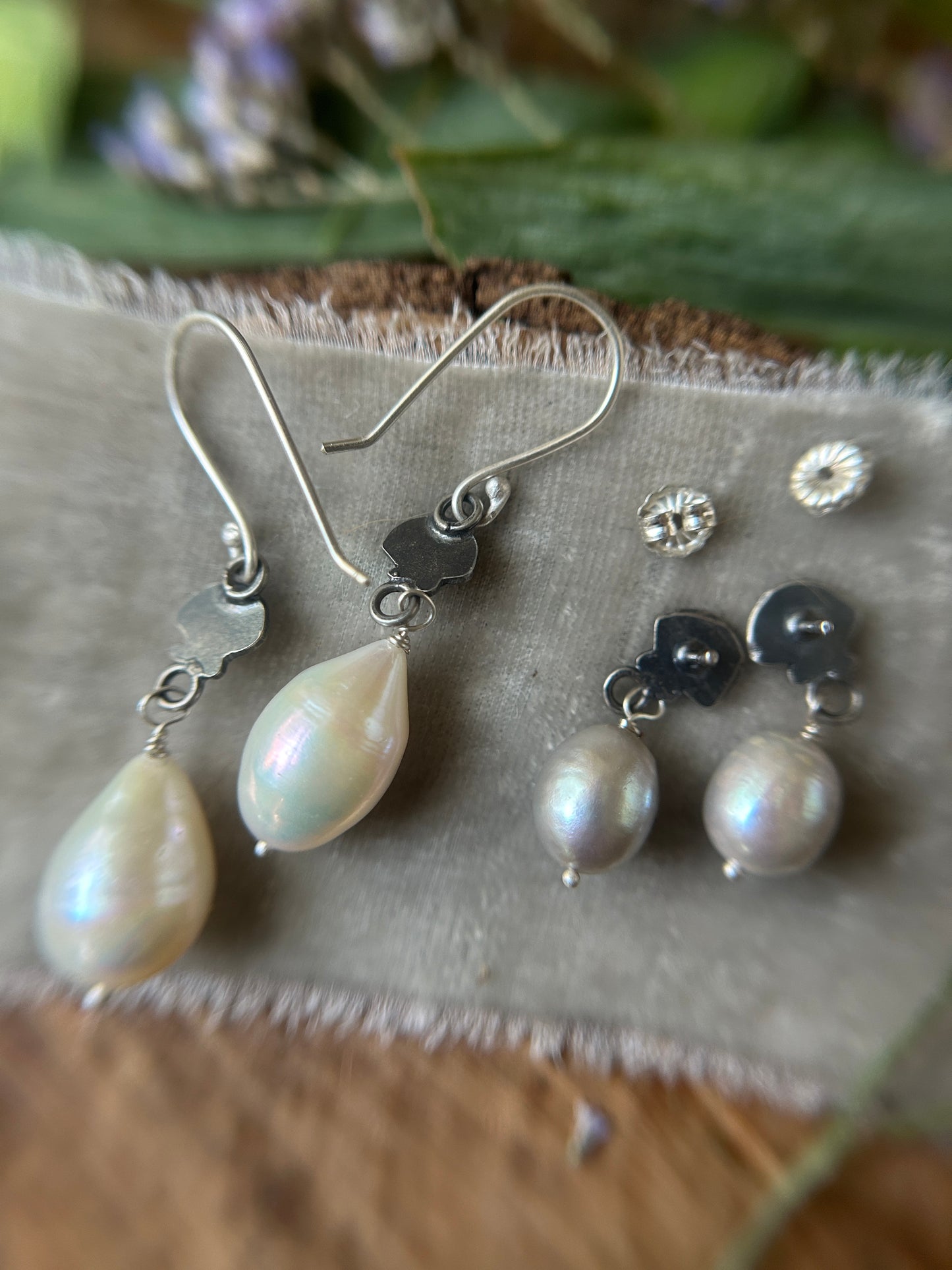 Baroque Pearl Seashell Earrings- sterling silver jewelry