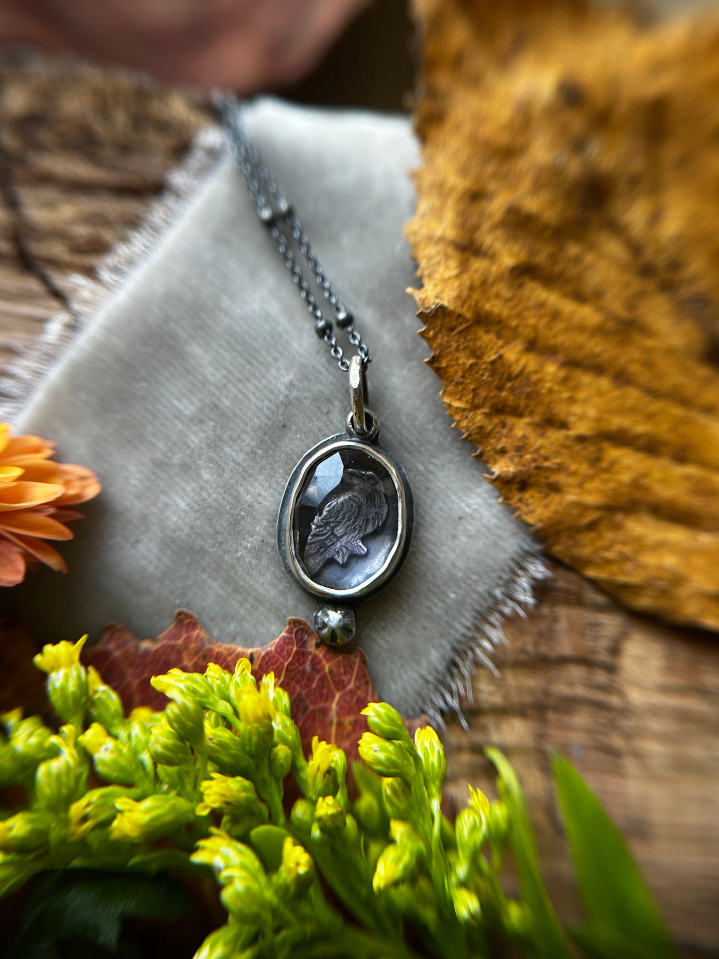 Raven Amethyst necklace- Sterling silver jewelry