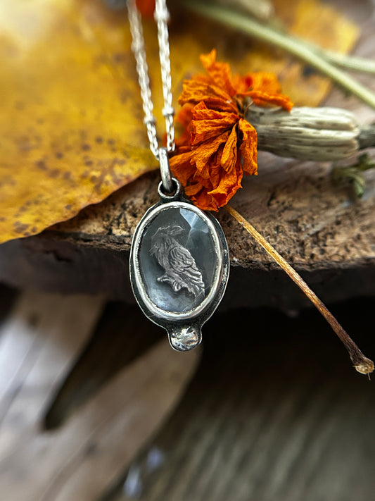 Raven Amethyst necklace- Sterling silver jewelry